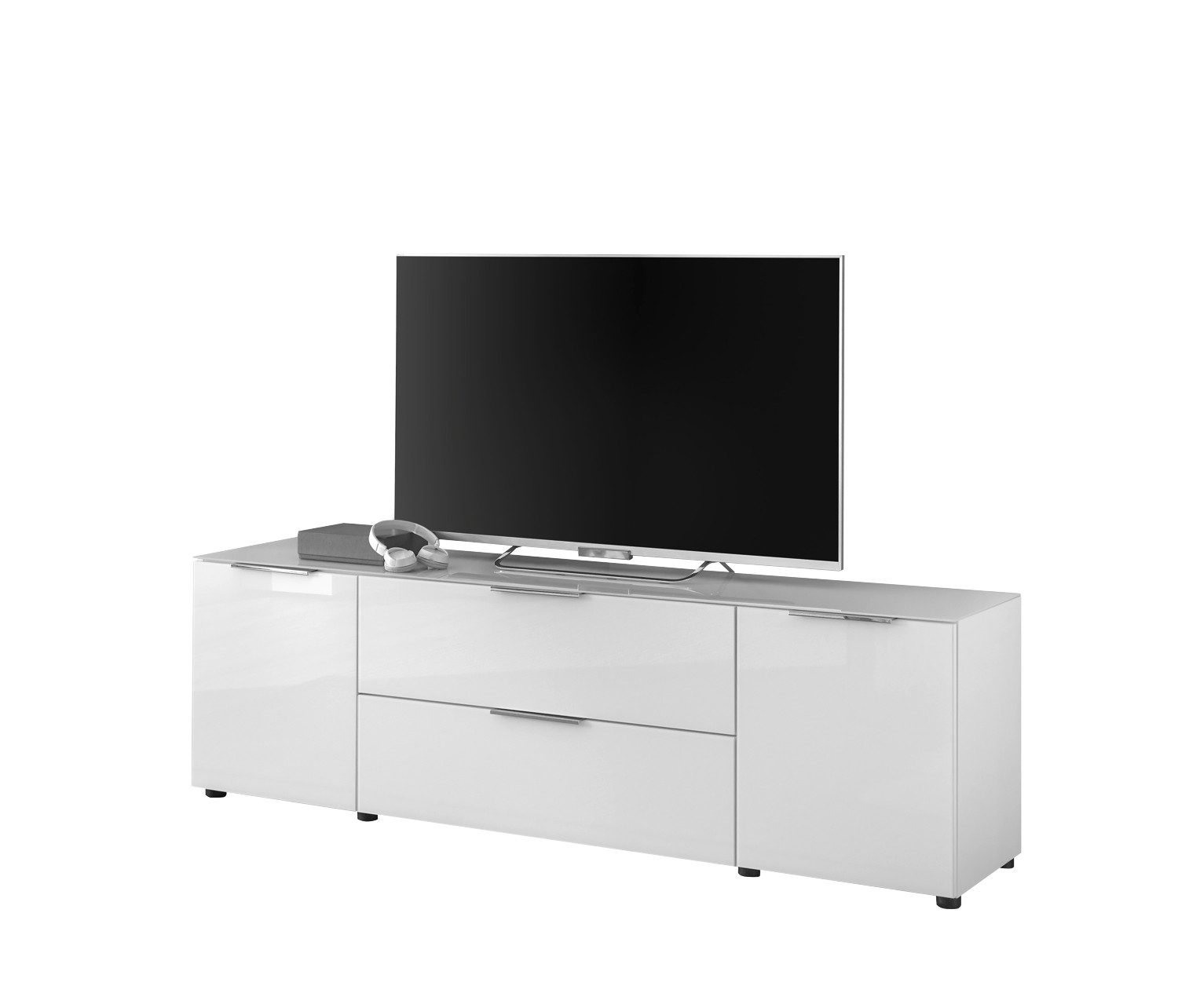 moebel-dich-auf Lowboard TREND 6 (180 cm breit, Metallgriffe), Front und Oberboden aus Glas