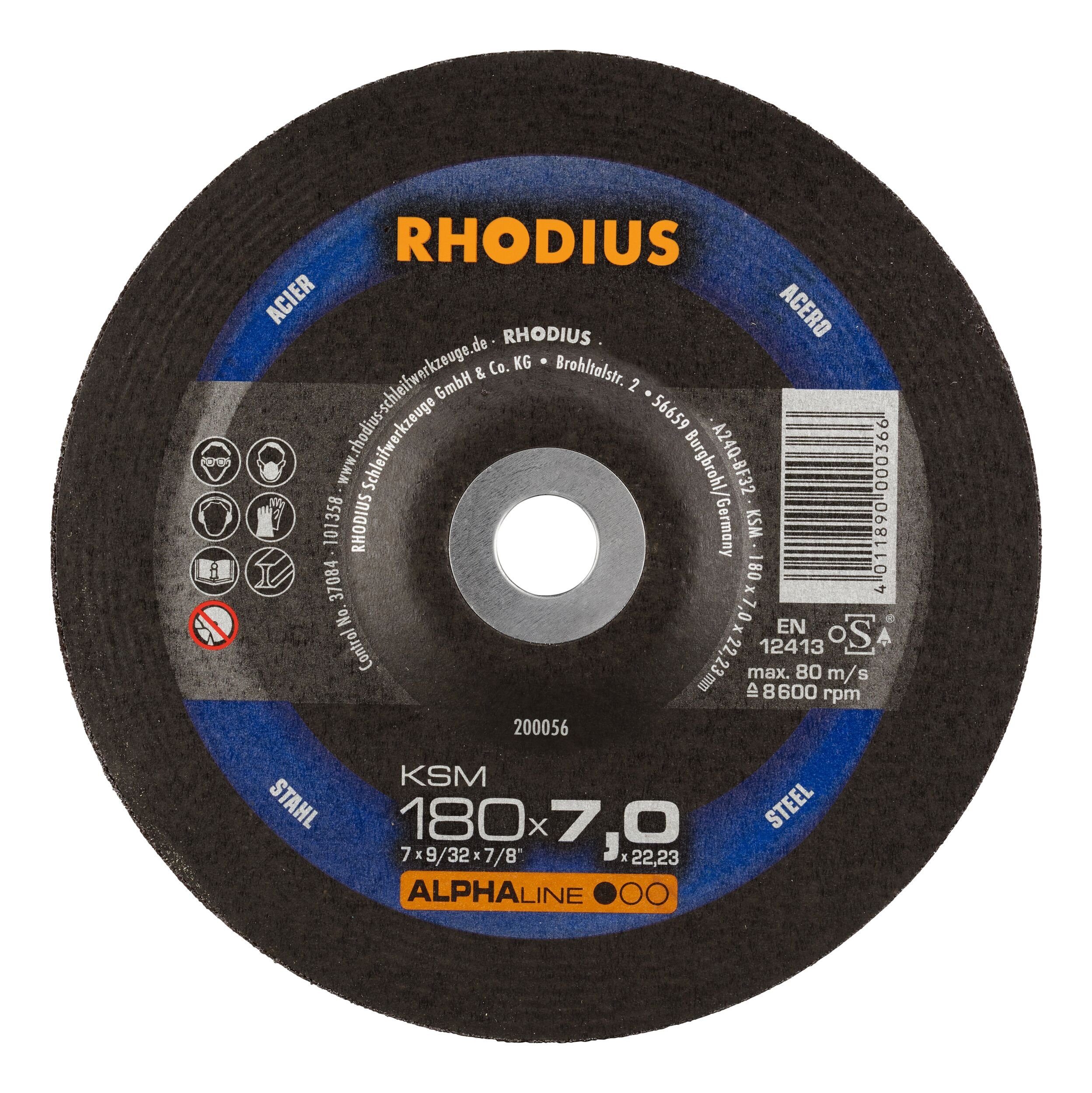 Rhodius Schruppscheibe ALPHAline RS, Ø 180 mm, ALPHAline KSM - 180 x 7 x 22,23 mm