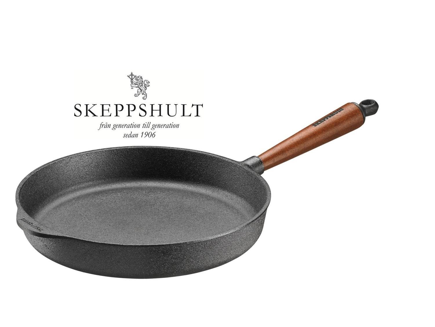 Skeppshult Bratpfanne Skeppshult Gusseisen Servierpfanne Ø 28 cm, H. 5,5 cm mit Walnussgriff