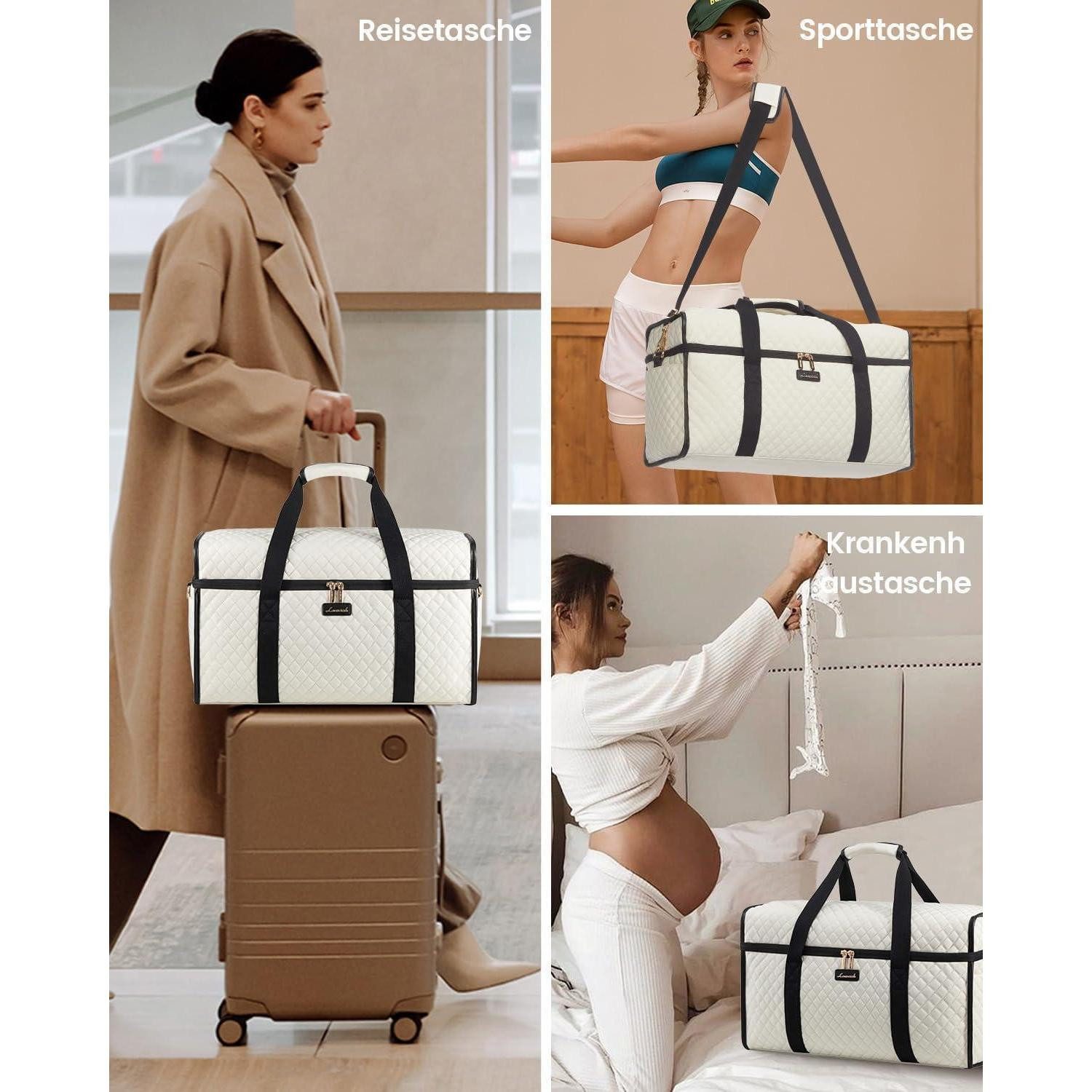 LuxusKollektion Reisetasche Reisetasche Weekender Damen Groß Beige Handgepä günstig online kaufen