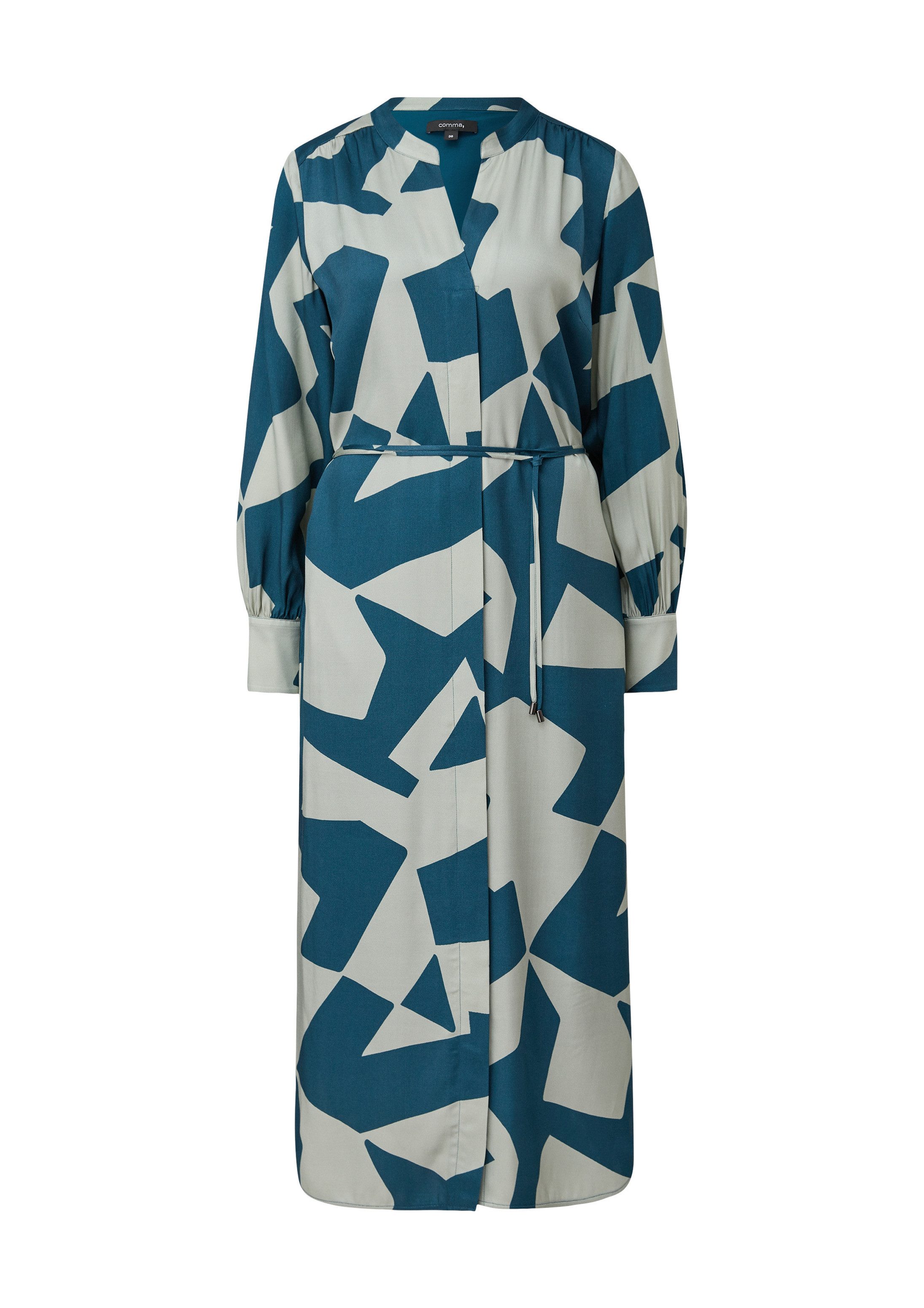 comma Maxikleid Kleid Twill-Kleid mit Stoffgürtel