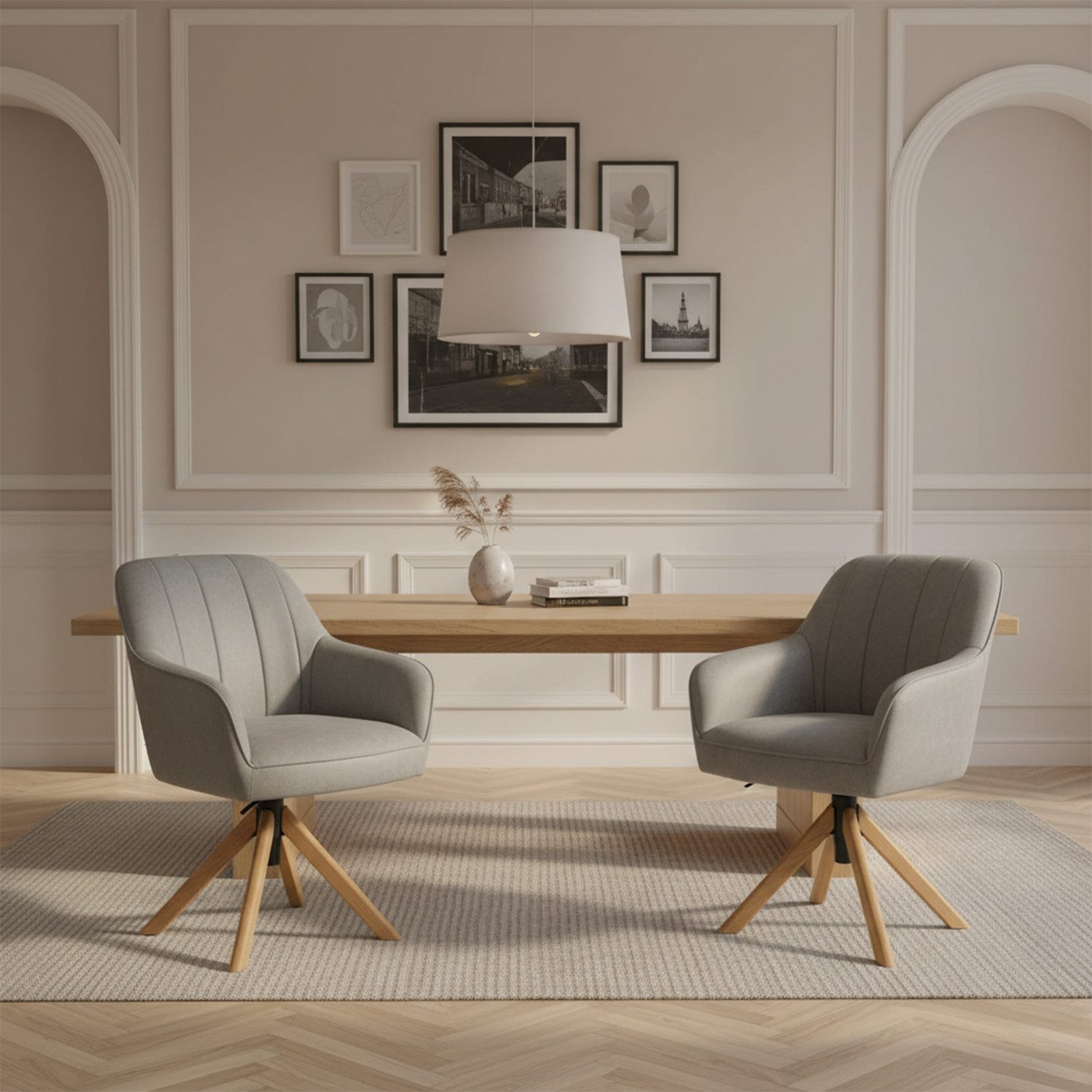 DUBI Möbel Polsterstuhl Mika-Levi 2er-Set, Federkern, Eiche geölt, 360° dre günstig online kaufen