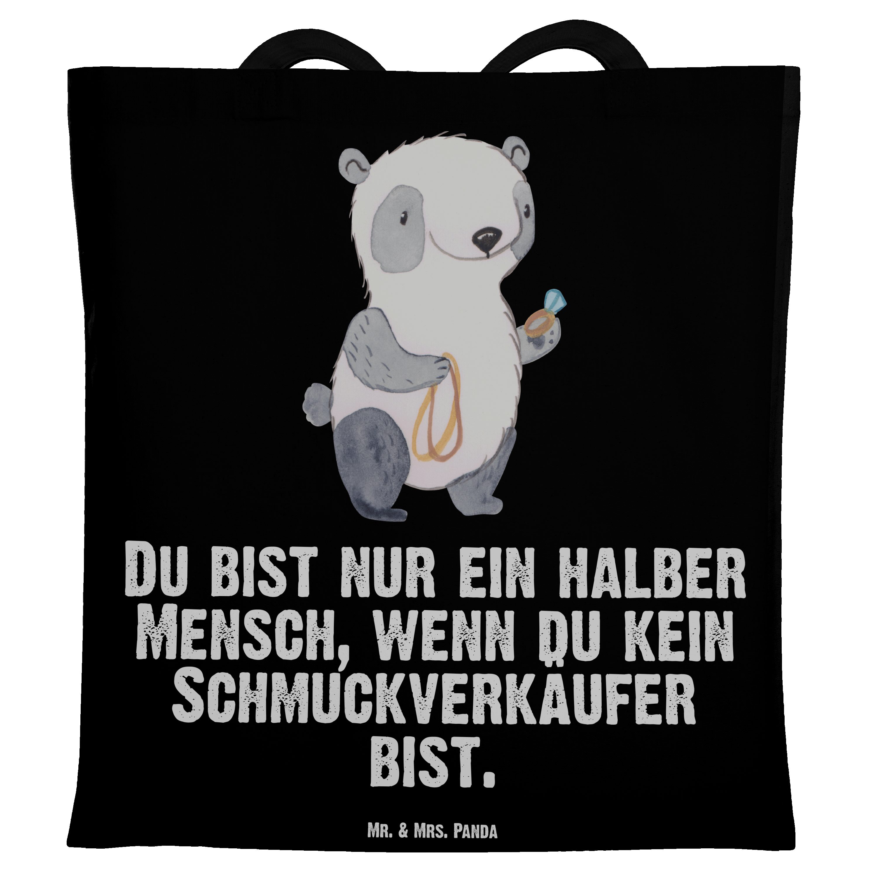 (1-tlg) Schwarz Herz Mrs. Geschenk, Schmuckverkäufer Panda - Mr. Tragetasche - mit & Schmuckwarenhändler,