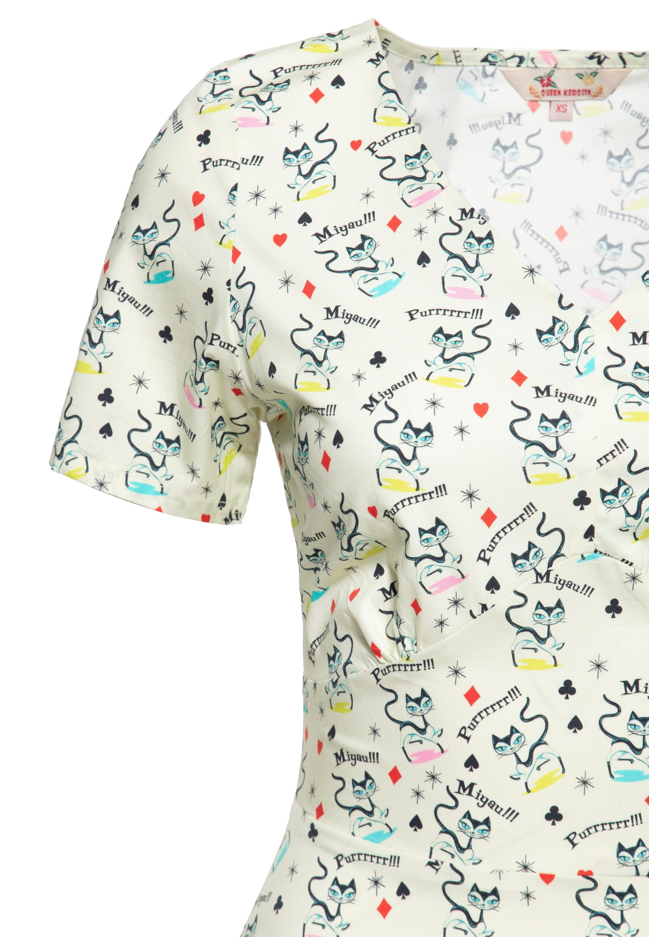 QueenKerosin Sommerkleid Retro Cats (1-tlg) mit Katzen Allover-Print