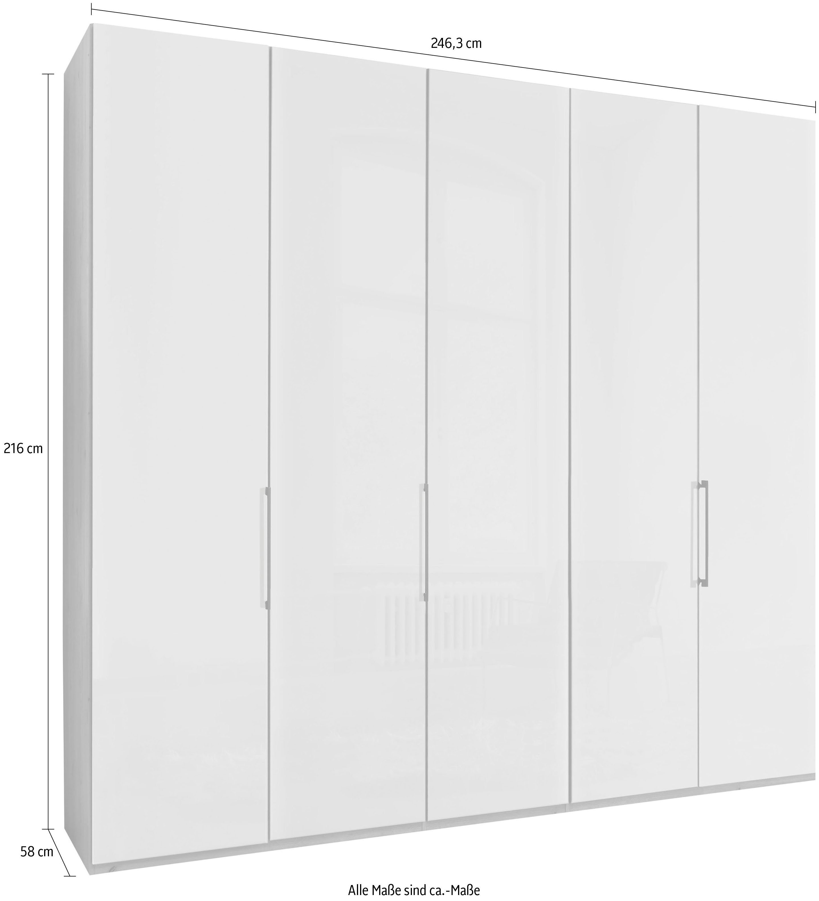 Türdämpfung Glasfront Monaco Weiß WIEMANN Drehtürenschrank hochwertige mit inkl. Bianco-Eiche-Nachbildung/Glas Beschläge sowie