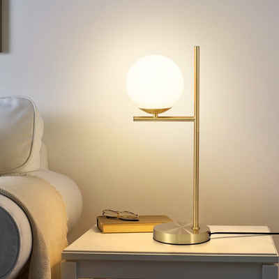 ZMH Tischleuchte Wohnzimmer Industrial Nachttischlampe - Modern mit Schalter, ohne Leuchtmittel, Gold, Nachttischleuchte E27 Vintage Kabel 1,5M für Schlafzimmer