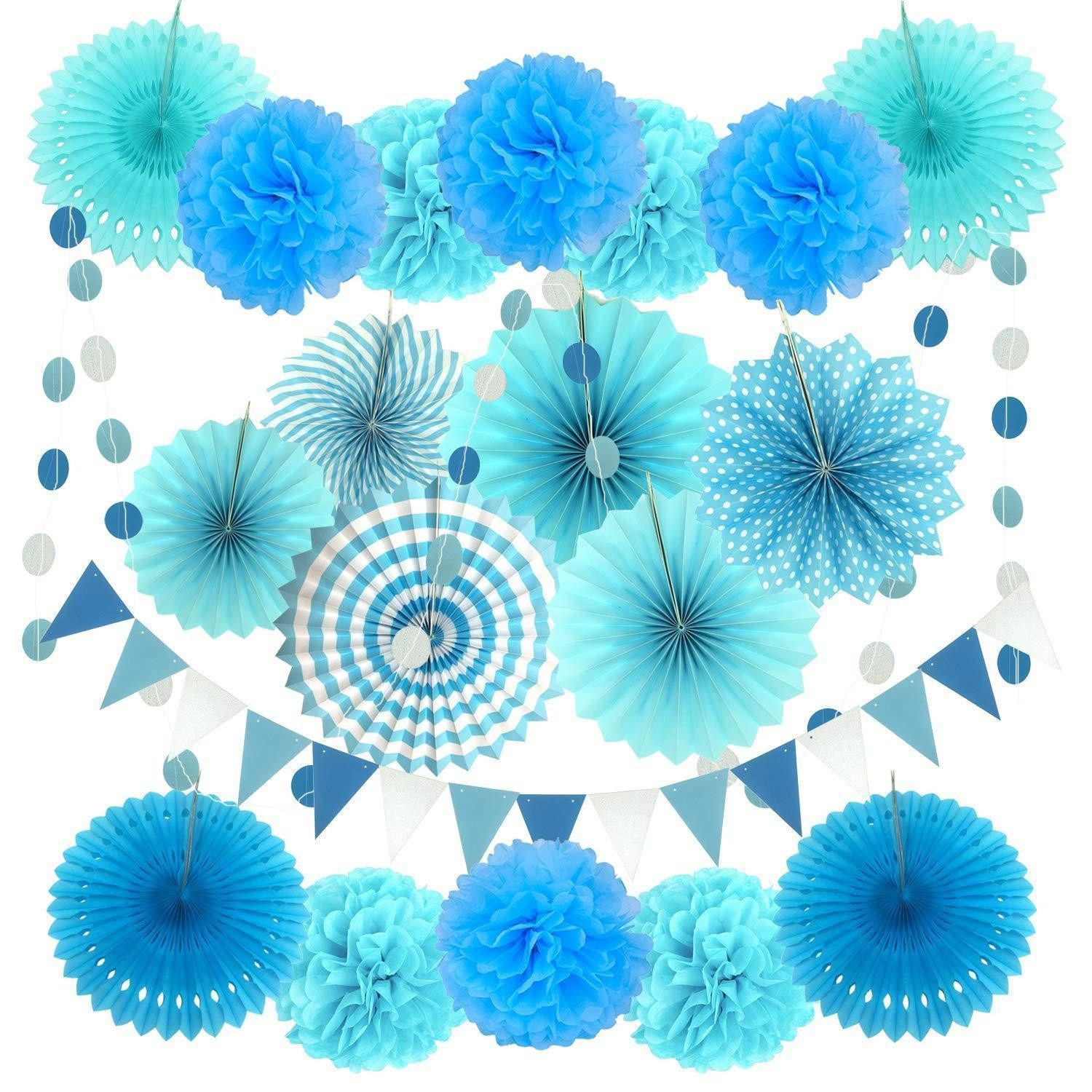 LuxusKollektion Girlande Party Deko Set Blau 21tlg