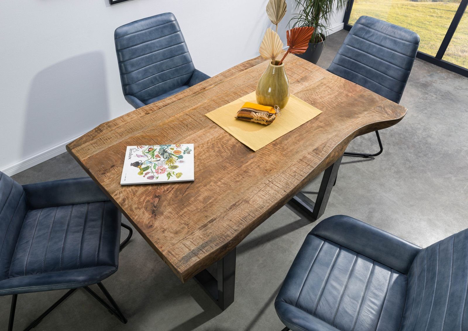 Massivmoebel24 Baumkantentisch FREEFORM (Baumtisch Mango 140x90x77 günstig online kaufen