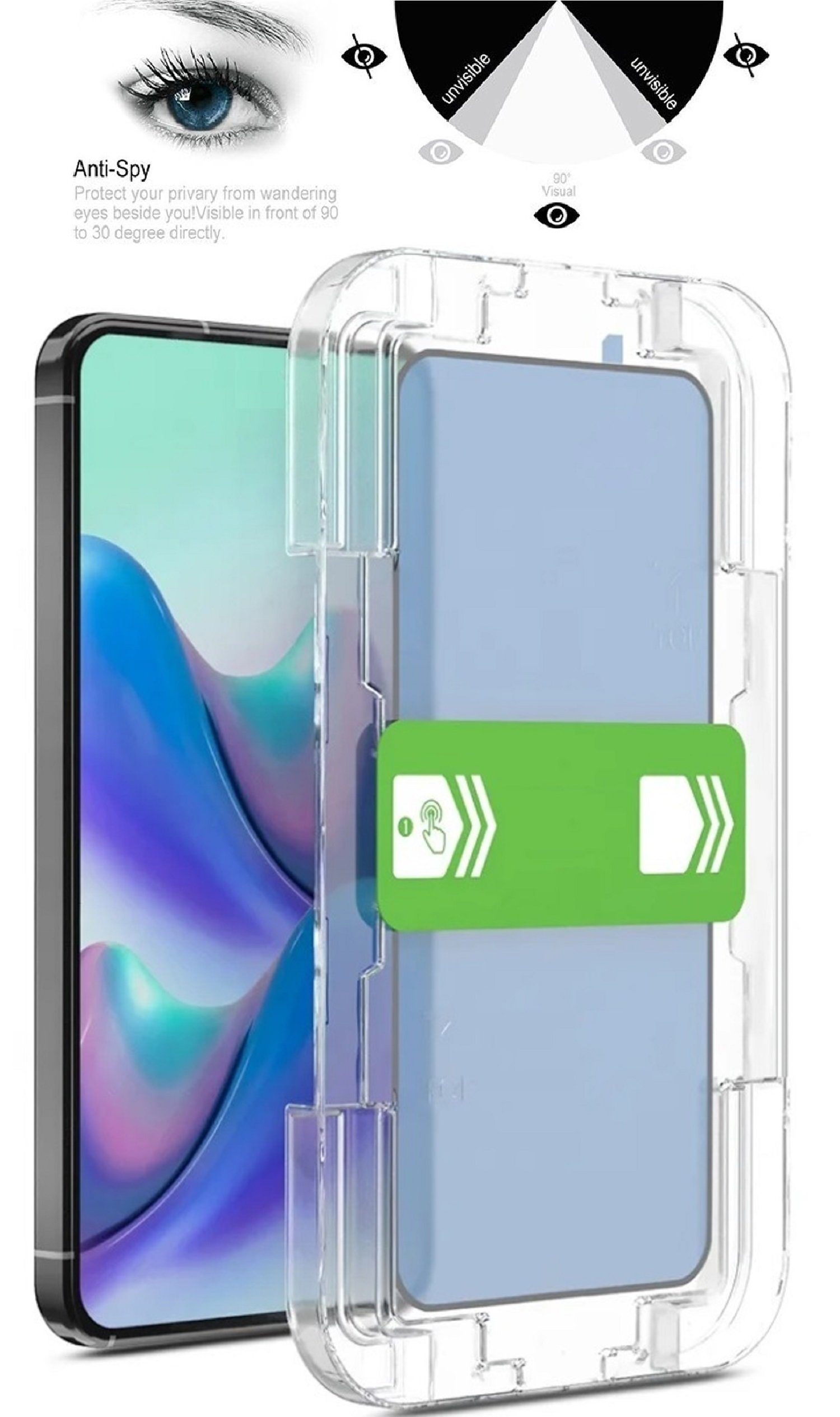 Protectorking Schutzfolie 1x 9H Panzerglas für Samsung Galaxy S24 PRIVACY ANTI-SPY echtes Temper, (1-Stück), echtes Tempered 9H Panzerglas, BLICKSCHUTZ, Schutzglas