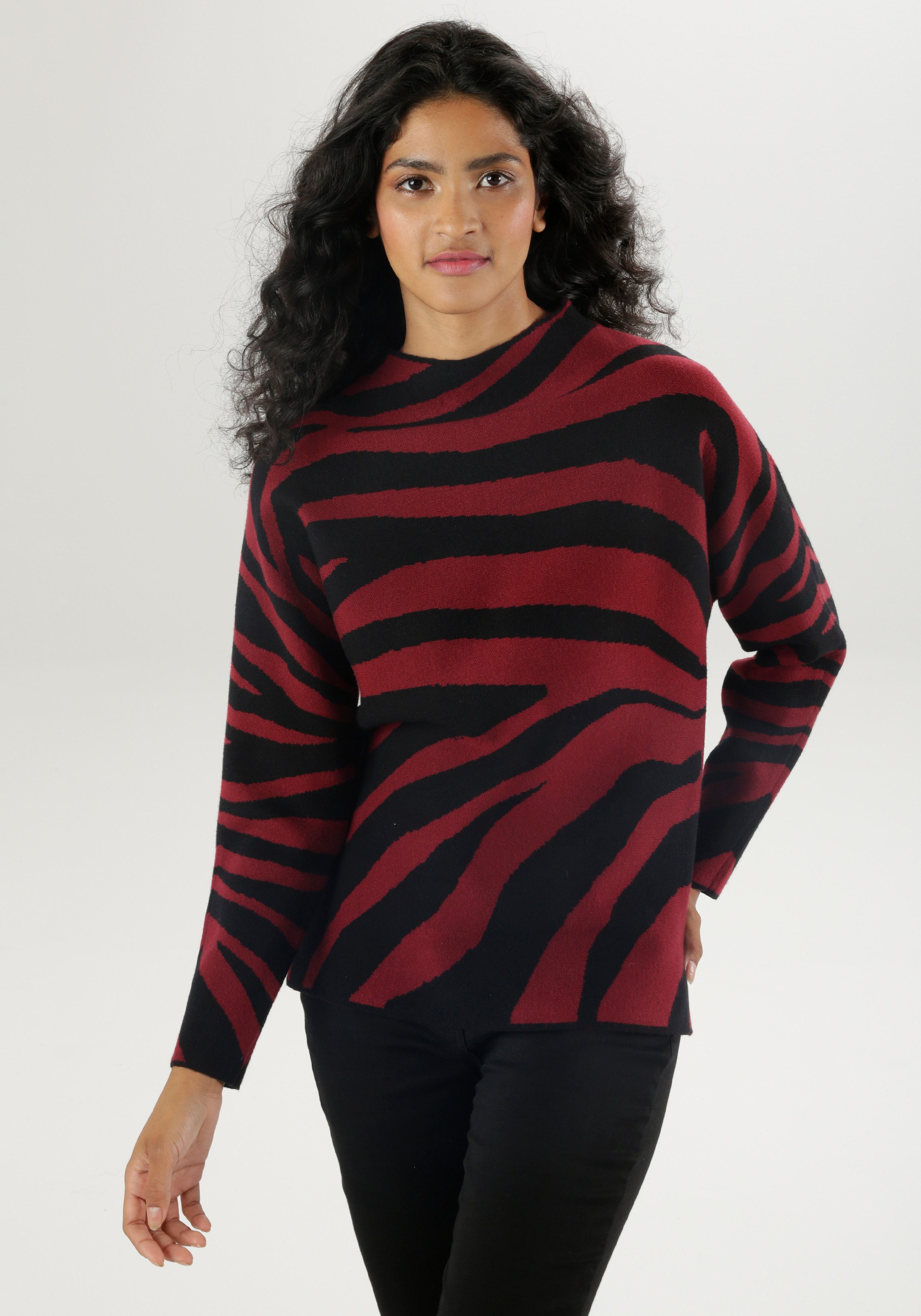Aniston SELECTED Strickpullover mit Animal-Muster und günstig online kaufen