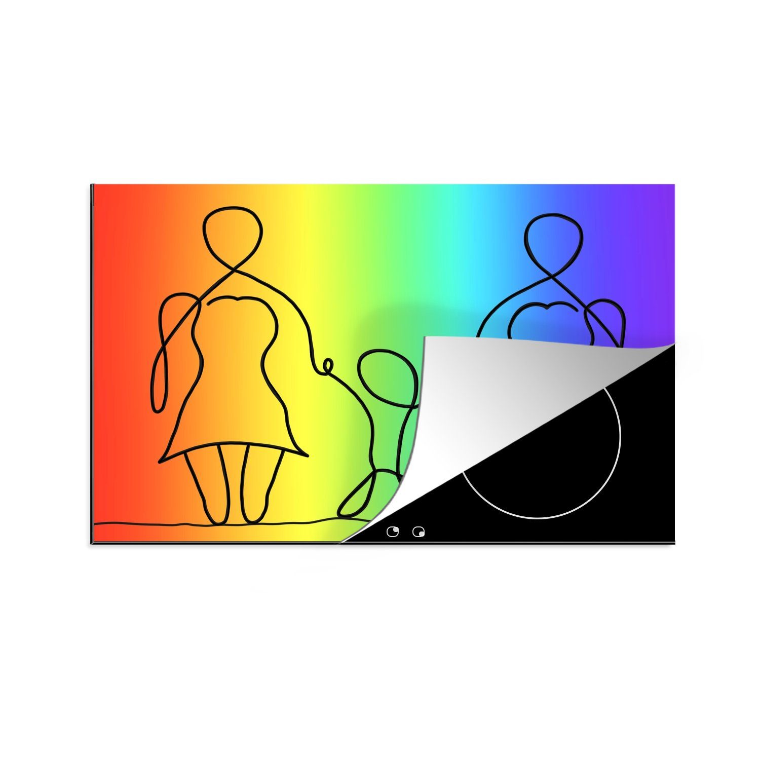 MuchoWow Herdblende-/Abdeckplatte Kinder mit lesbischen Müttern, Vinyl, (1 tlg), 81x52 cm, Induktionskochfeld Schutz für die küche, Ceranfeldabdeckung