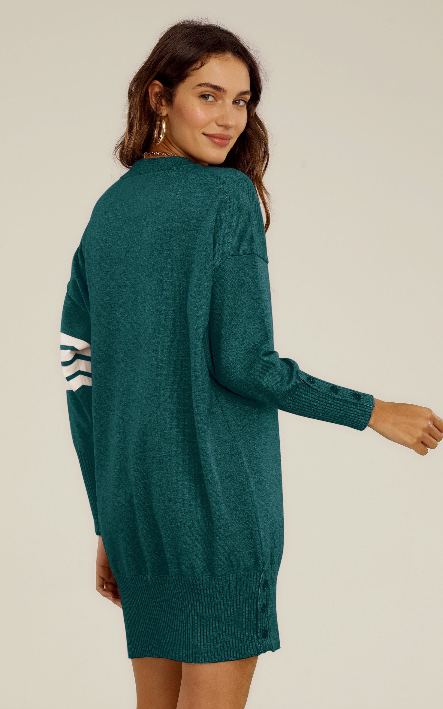 FS Collection Strickkleid Damen Gestricktes Tunika Pulloverkleid Strickkleider Longpullover (Einheitsgröße: UK 8–16 / EU 36–44, 5 Farben : Grau, Schwarz, Navy, Dunkelgrün und Olivgrün) 56 % Viskose, 26 % Polyester und 18 % Wolle