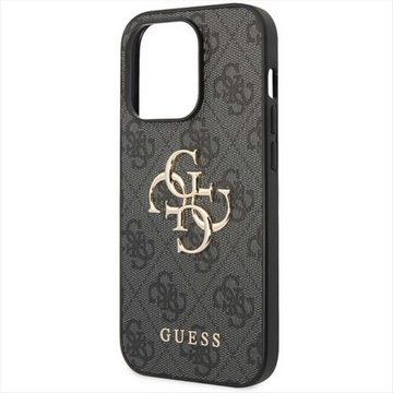 Guess Smartphone-Hülle Guess Apple iPhone 15 Pro Max Schutzhülle Cover 4G Metal Logo Grau