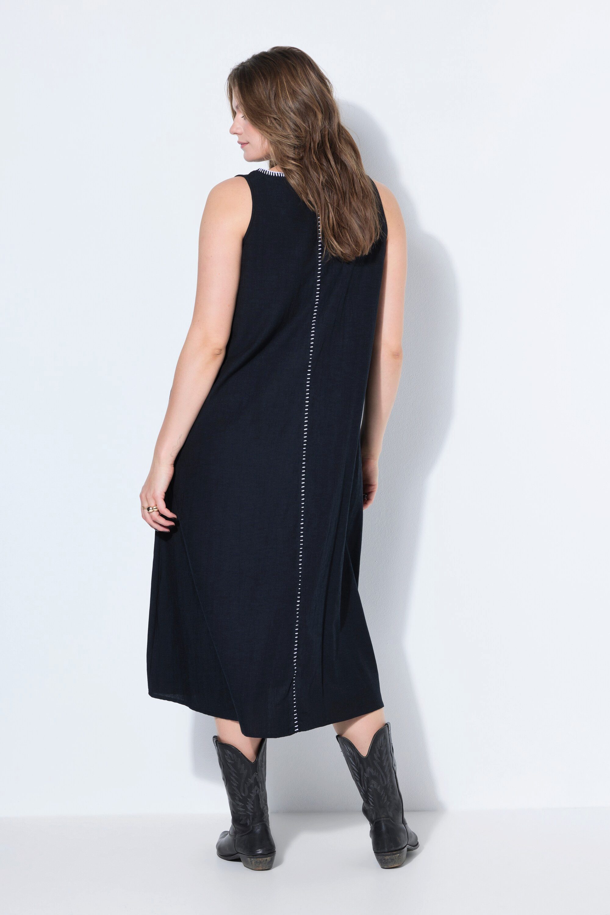 Studio Untold Midikleid Maxikleid A-Line Einfassungen ärmellos
