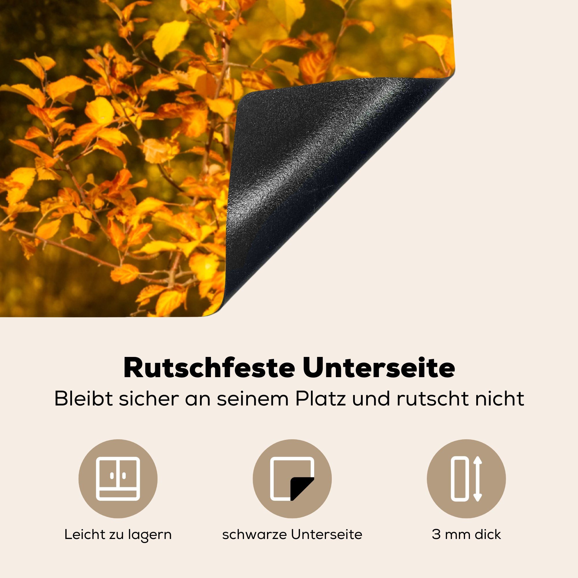 MuchoWow 81x52 Pferd tlg), Vinyl, für Herdblende-/Abdeckplatte cm, Ceranfeldabdeckung (1 Herbst, die Schutz Induktionskochfeld - Laub - küche,