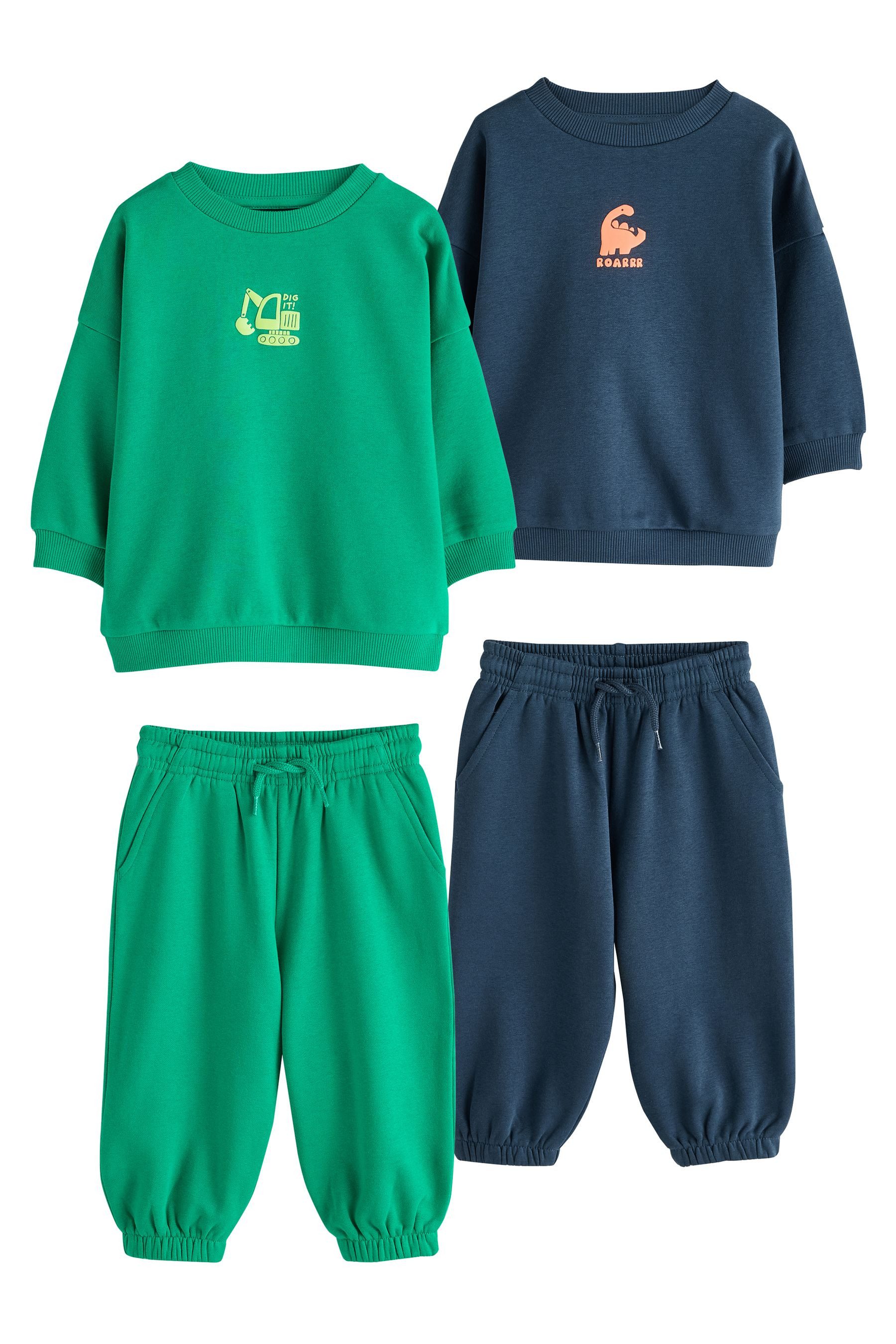 Next Sweatanzug Halbeinfarbiger Jogginganzug, 4-teilig (4-tlg)