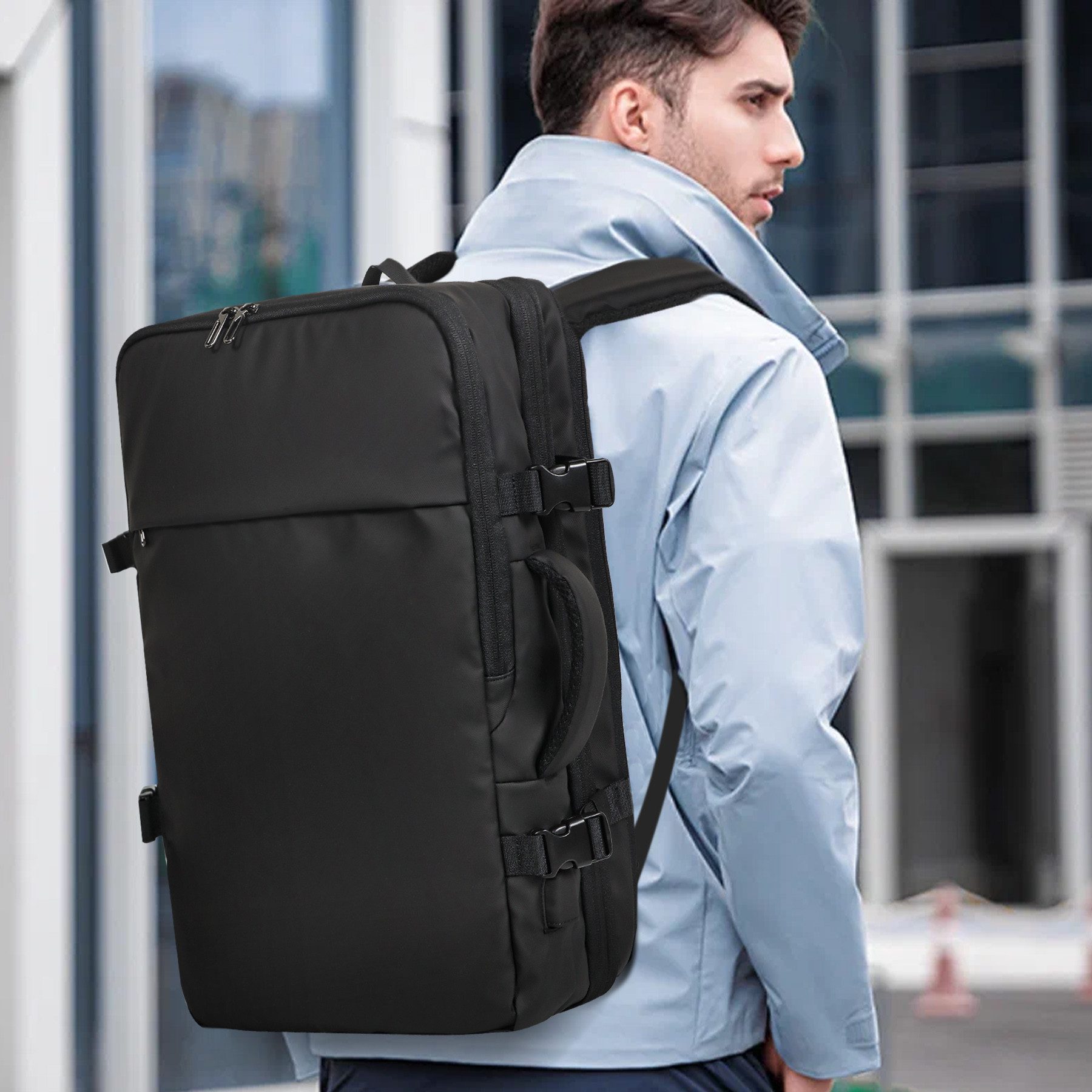 TAN.TOMI Reiserucksack 50L Handgepäck Reiserucksack Flugzeug, Groß 17 Zoll Laptoprucksack (Erweiterbar Diebstahlsicher Wasserabweisend Daypack), Business Reiserucksack für Arbeit Schule Reise, Casual Daypack
