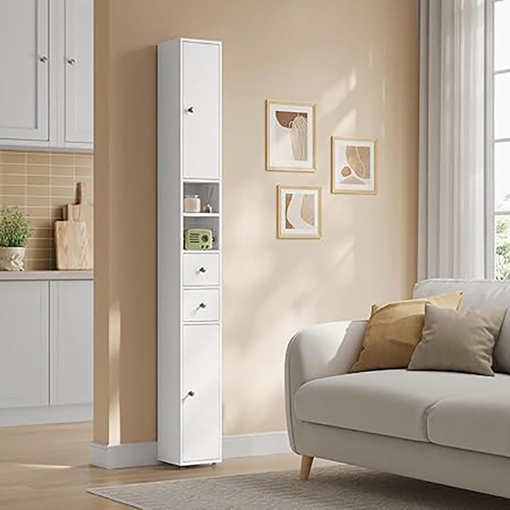 EUGAD Hochschrank (1-St) Badschrank, mit Schubladen, Fächern, Weiß, 20x180x günstig online kaufen