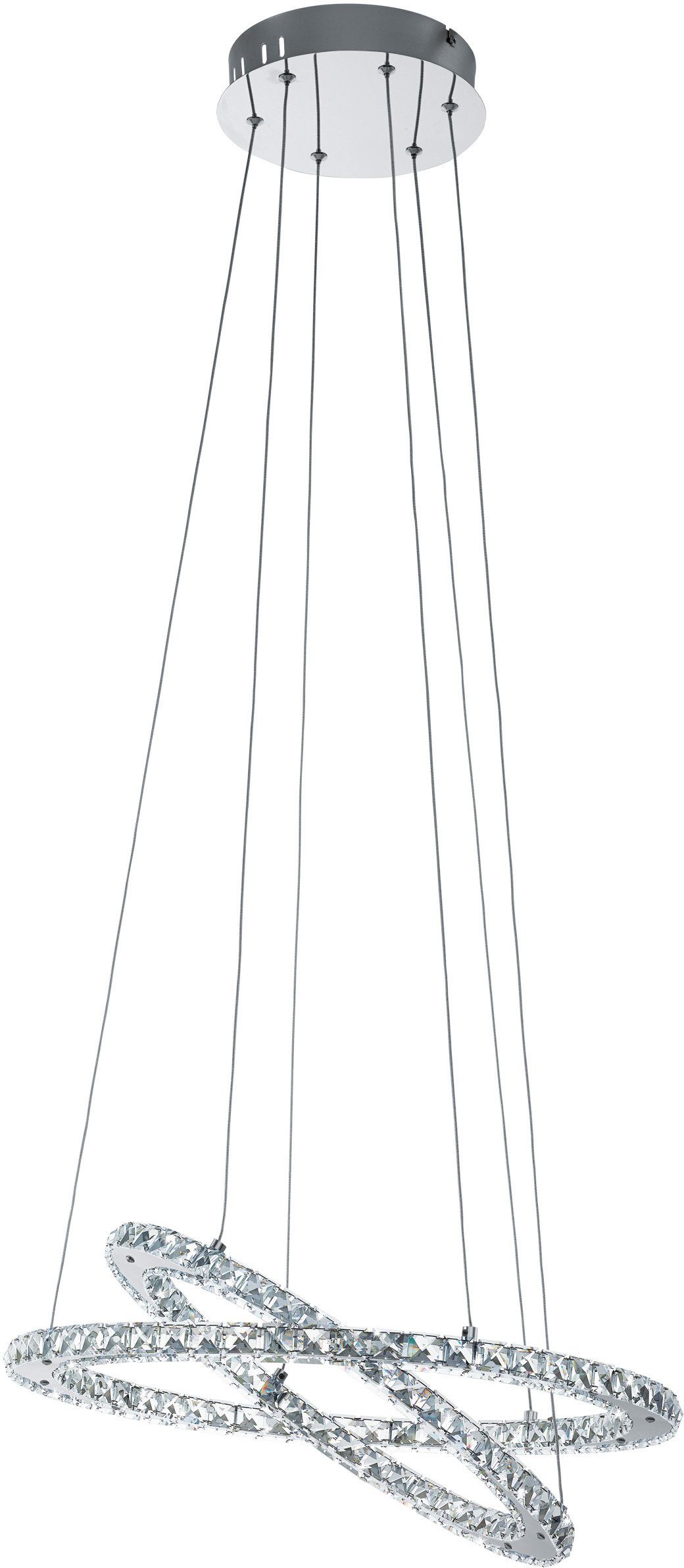 EGLO Hängeleuchte VARRAZO Pendellampe, Stahl und Glas, Hängelampe, Esszimmerlampe, Lampe, LED fest integriert, Neutralweiß, Hängeleuchte, Wohnzimmerlampe, H120 x Ø55 cm, chrom, 29W inkl.