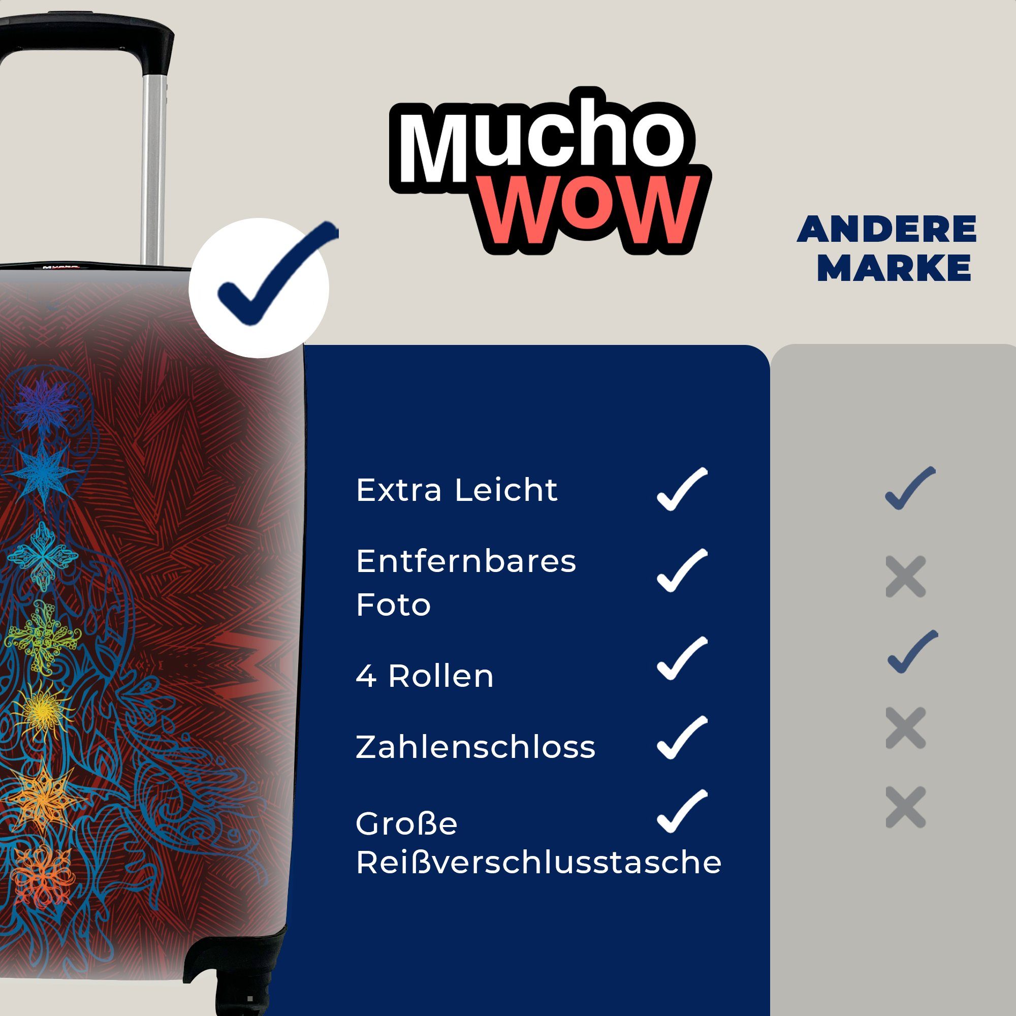 für Ferien, der Handgepäck Handgepäckkoffer sieben Illustration Reisetasche Trolley, Reisekoffer rollen, mit MuchoWow Anmutige 4 Chakren, Rollen,