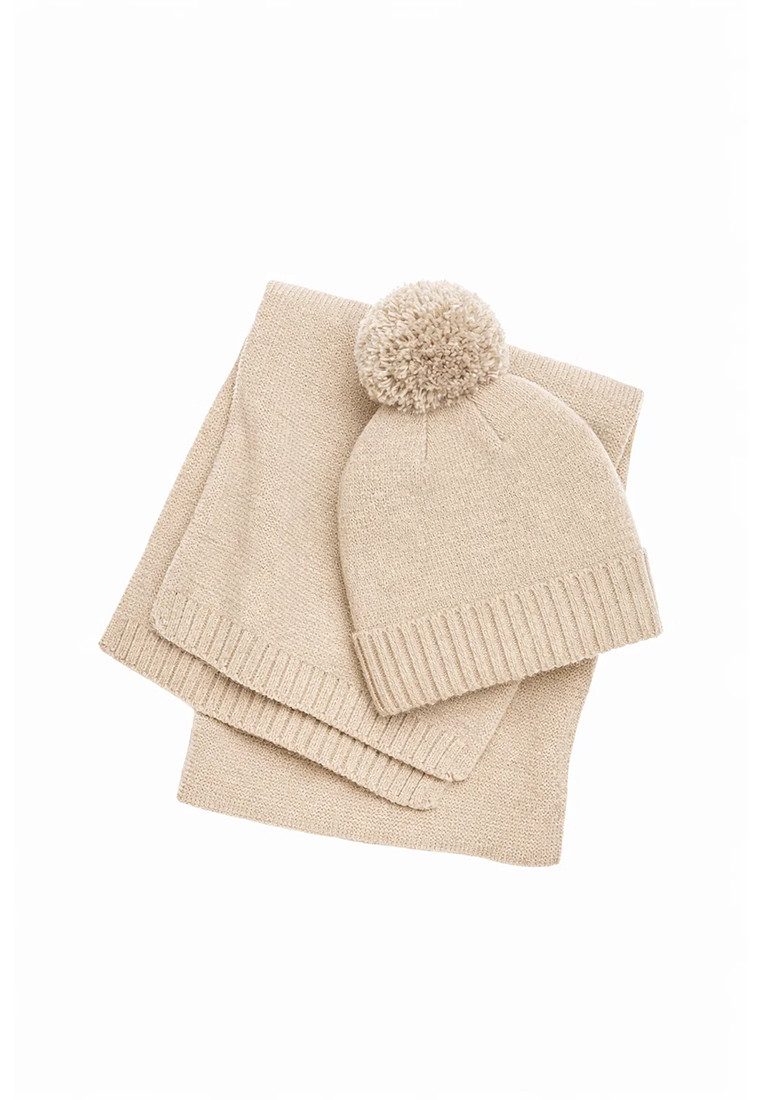 Yuhu Bommelmütze Damen Mütze-Schal-Set mit Bommel aus weichem Strick – 3 Farben (SET)