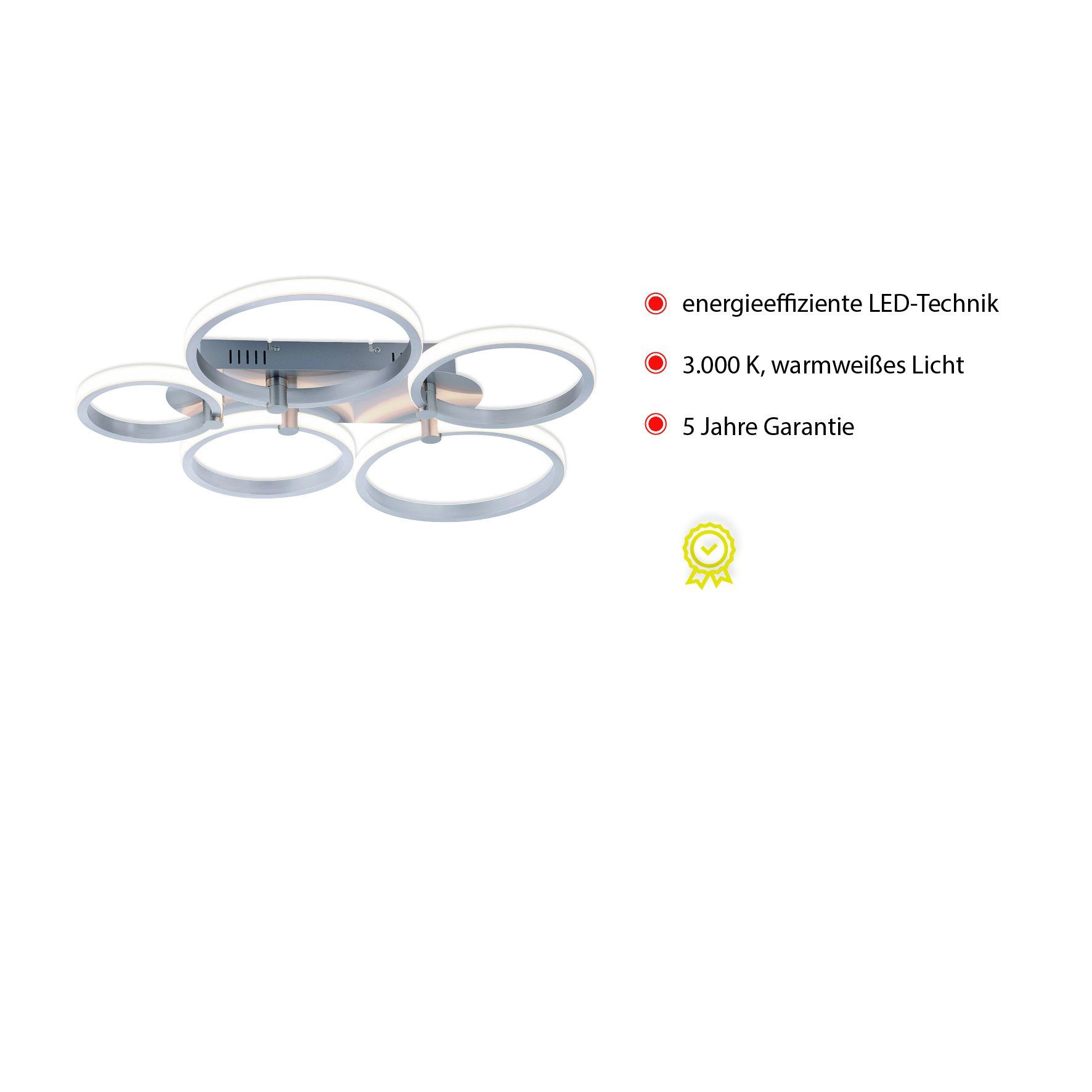 JUST LIGHT Deckenleuchte JOHANNA, LED fest integriert, Warmweiß, LED