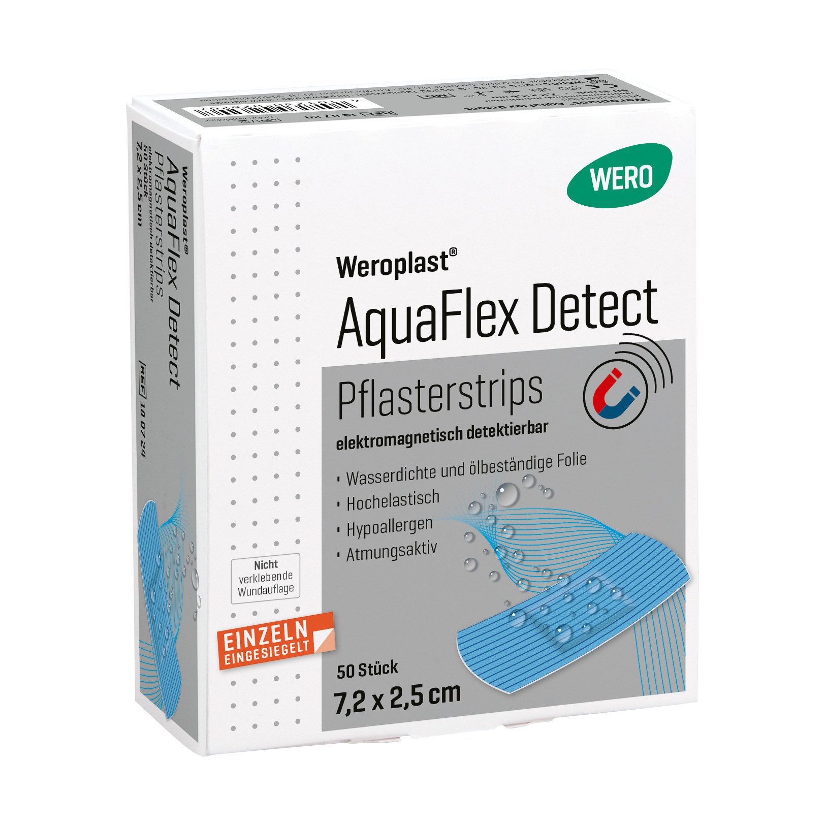 Weroplast® Wundpflaster AquaFlex Detect Pflaster (50 St), Pflasterstrips