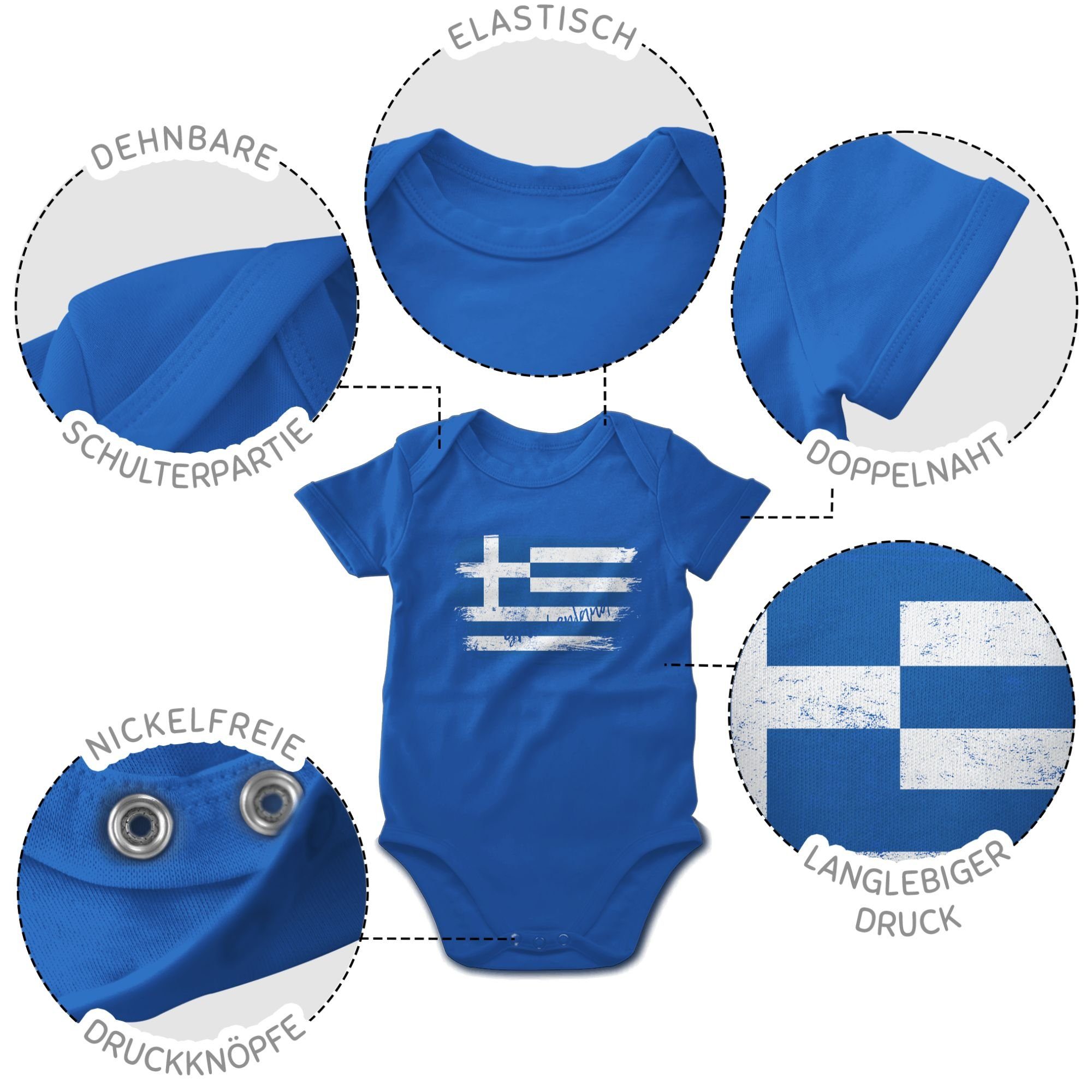 Baby 1 Griechenland Shirtbody Royalblau Wappen Vintage Länder Shirtracer