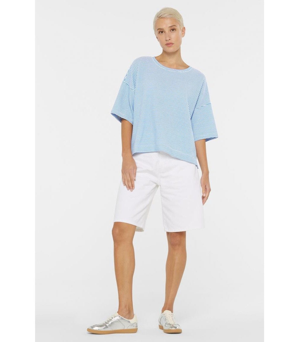 SENSES.THE LABEL Sweatshirt Kurzarm-Sweatshirt SO:Y mit Strukturstreifen