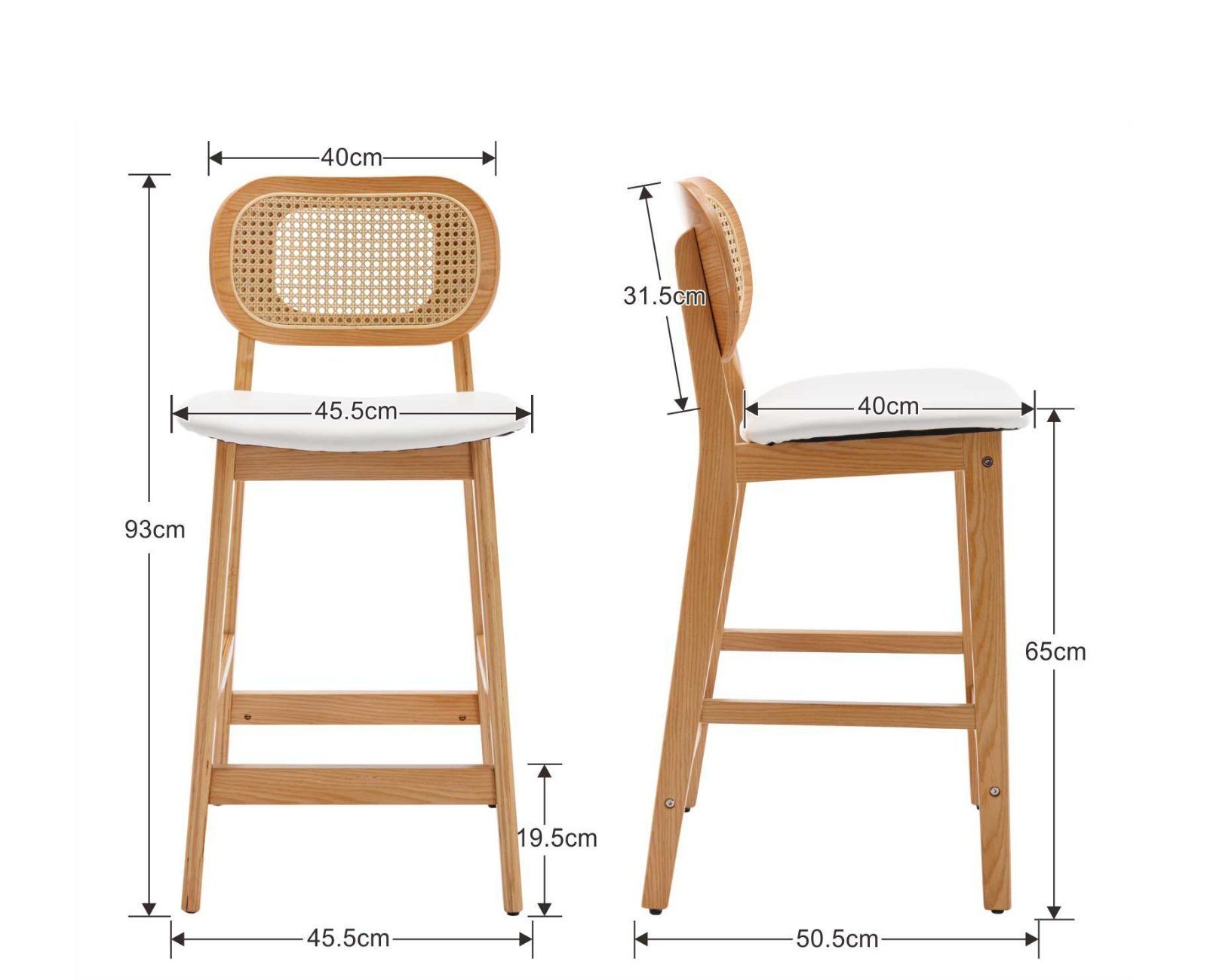 WAHSON OFFICE CHAIRS Barhocker Rattan 2/4er Set, Barstuhl Bistrohocker – Bild 4 von 5