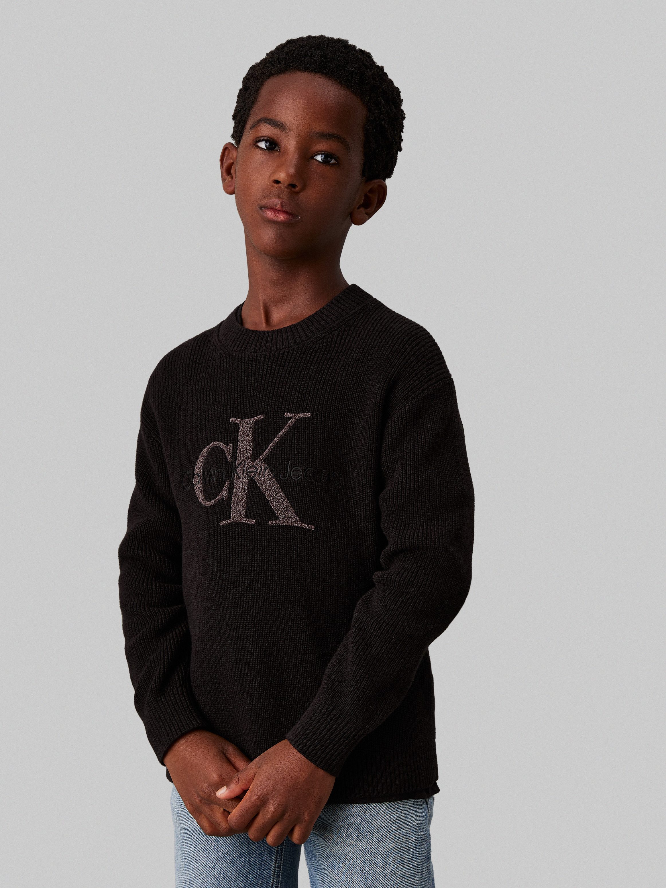 Calvin Klein Jeans Rundhalspullover Towelling Ck günstig online kaufen