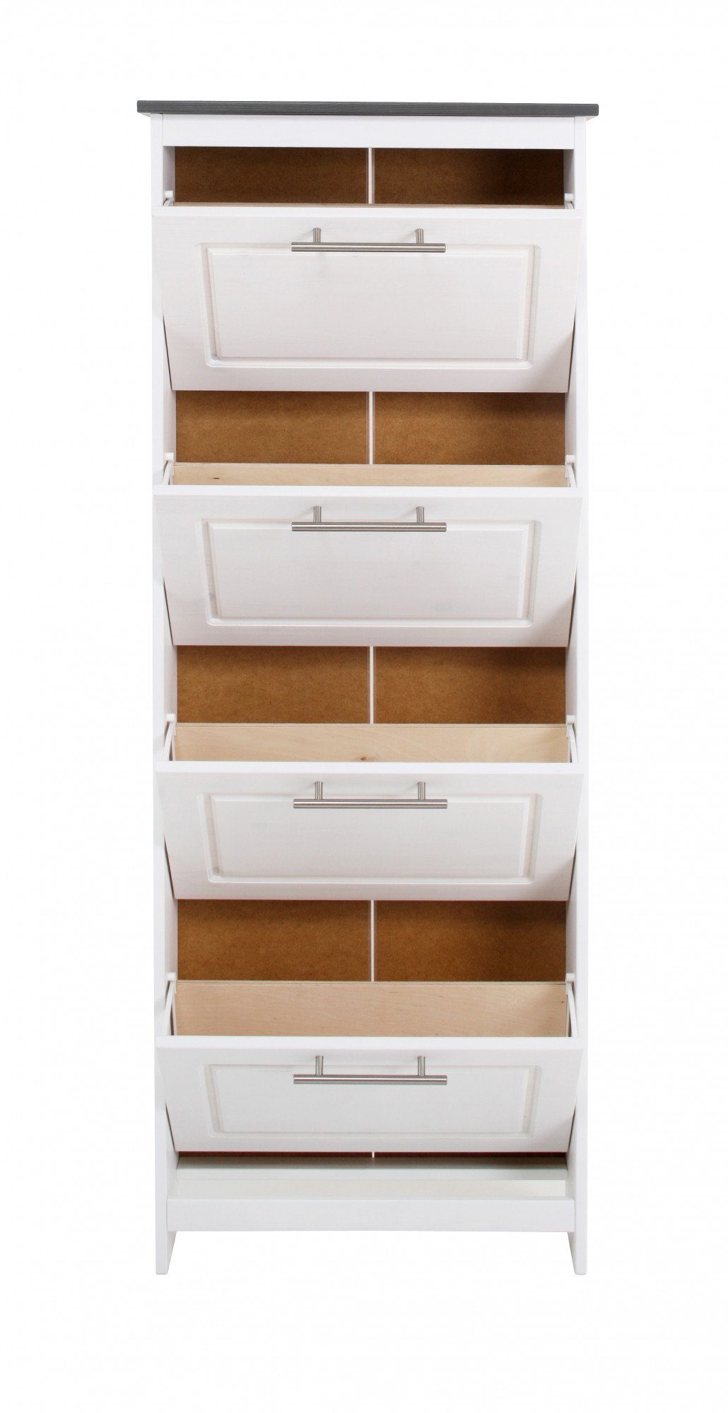 OTTO home Schuhkipper Lukas, Schuhkommode, schmal, Schuhregal, Schuhorganizer, aus massiver Kiefer, dekorative Fräsungen, Breite 60 cm