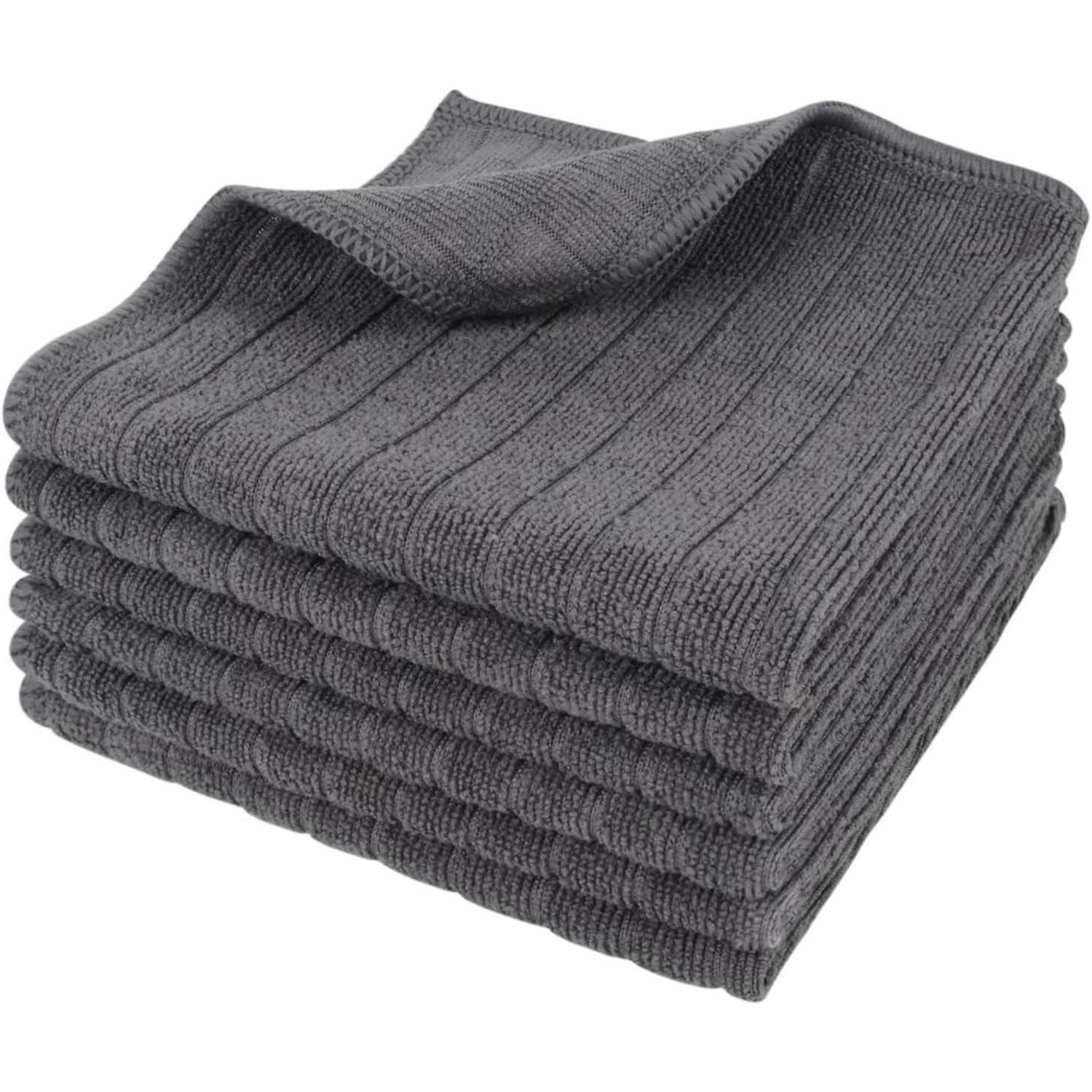 LuxusKollektion Mikrofasertücher Grau Spüllappen Küchenlappen saugfähig weich Mikrofasertuch (Textil, 30x30 cm, 6-tlg)