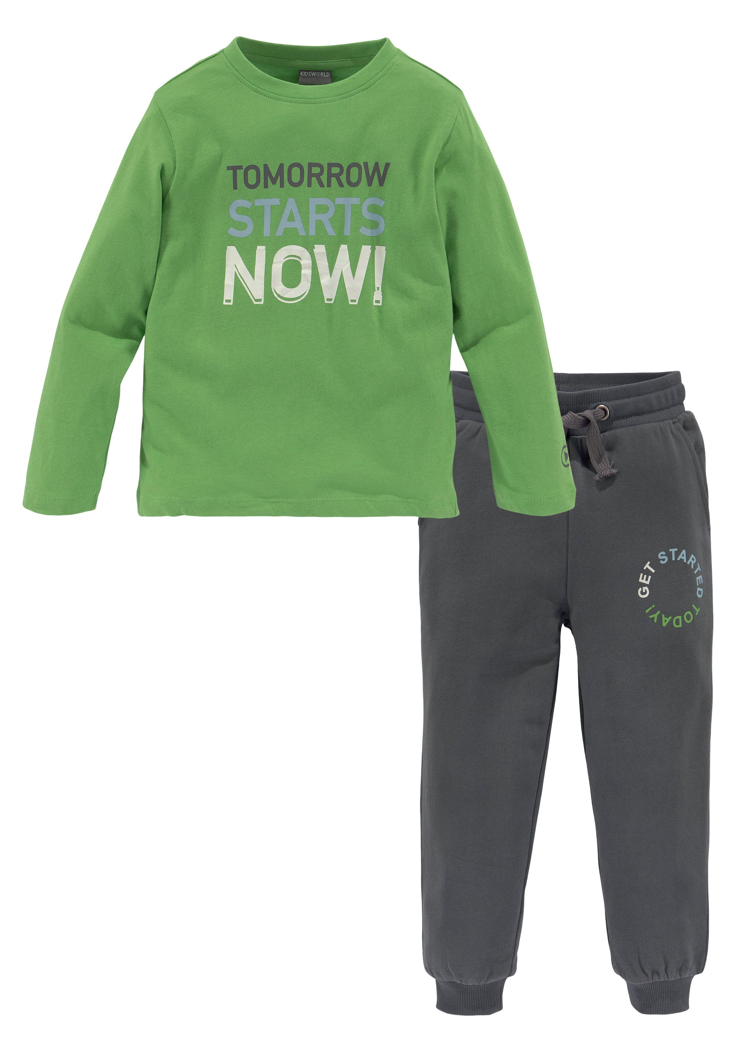 & STARTS TOMORROW 2-tlg., LA-Shirt Shirt NOW (Set, & KIDSWORLD Jogginghose), Spruch Hose