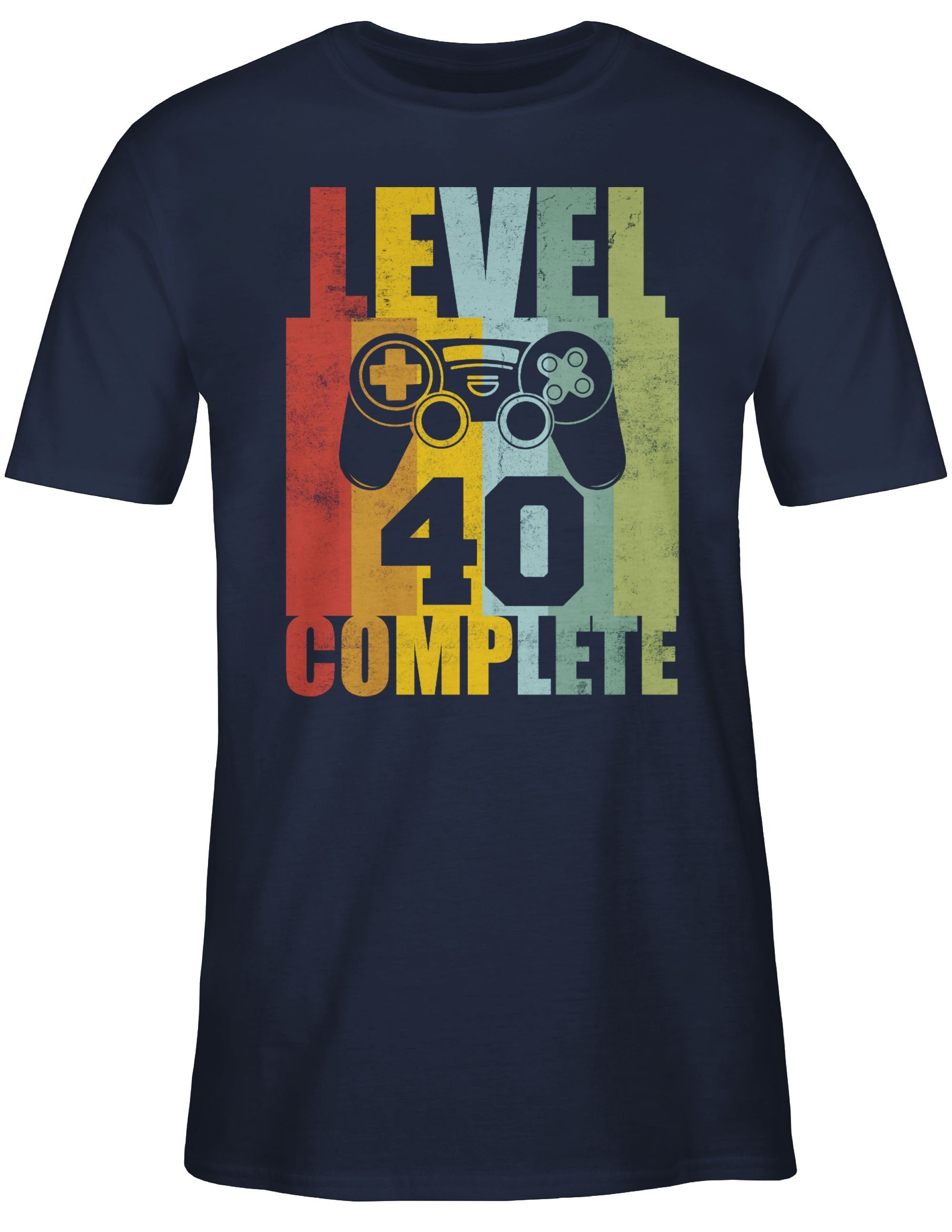 Shirtracer T-Shirt Level 40 Navy Blau Vintage Geburtstag 02 complete 40