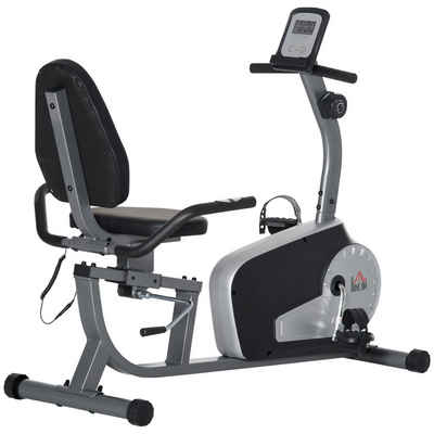 HOMCOM Heimtrainer Fahrradtrainer 8 stufig einstellbarem Magnetwiderstand Stahl ABS (1-tlg., mit LCD-Anzeige einstellbar Nutzergewicht bis 110 kg), BxLxH: 62x103x122-137 cm