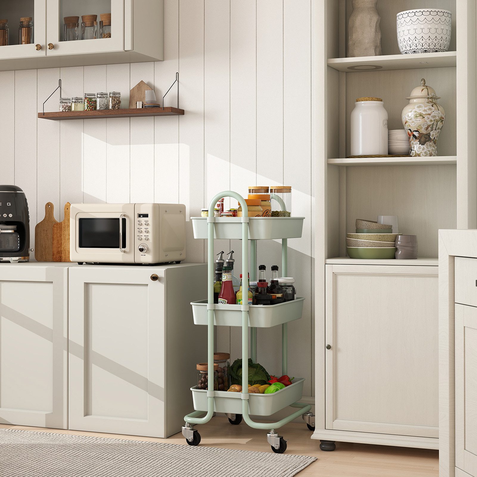 Sekey Servierwagen Rollwagen badezimmer 35cm breit Badezimmerregal mit 3 Eb günstig online kaufen