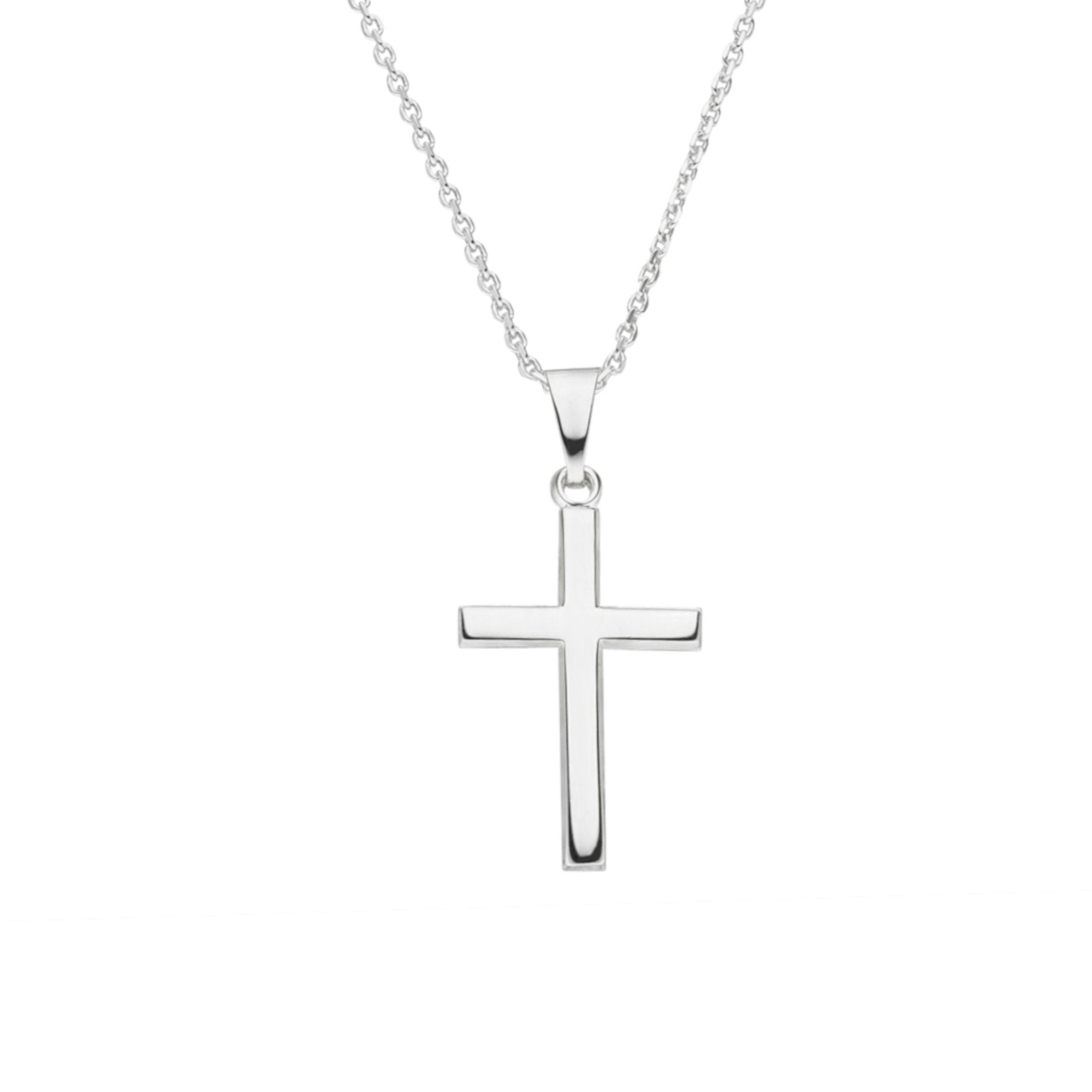 SCHOSCHON Kette mit Anhänger Halskette Kreuz Anhänger 925 Silber 22 mm, Geschenk Mädchen Konfirmation Firmung Kommunion