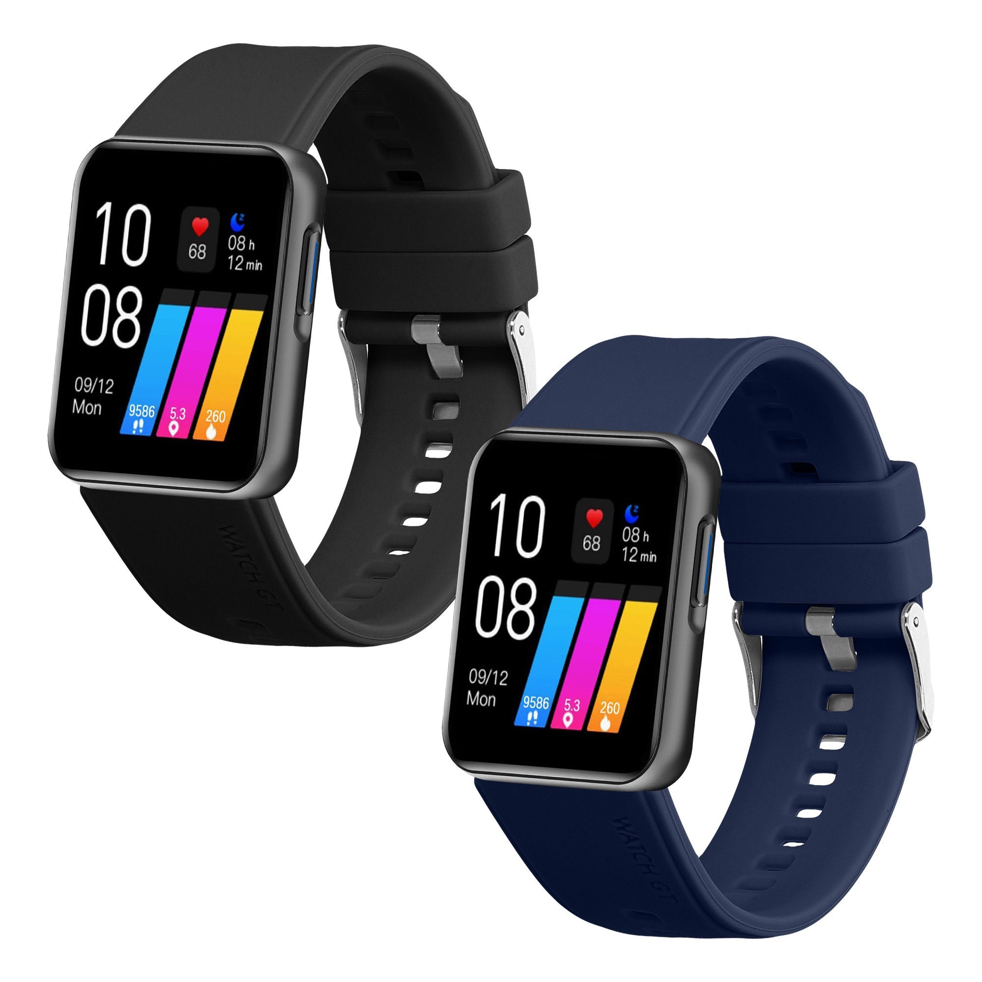 Sportarmband Silikon Smartwatch, TPU für kwmobile 22mm Armband 2x GRV Fitnesstracker Uhrenarmband Set