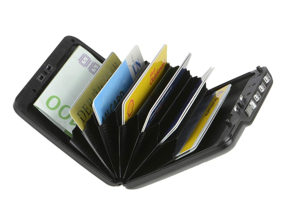 Ögon Kartenetui Code Schutz, Wallet, Zahlenschloss RFID Kartenbörse, 14 Minibörse, black Karten, Alucase