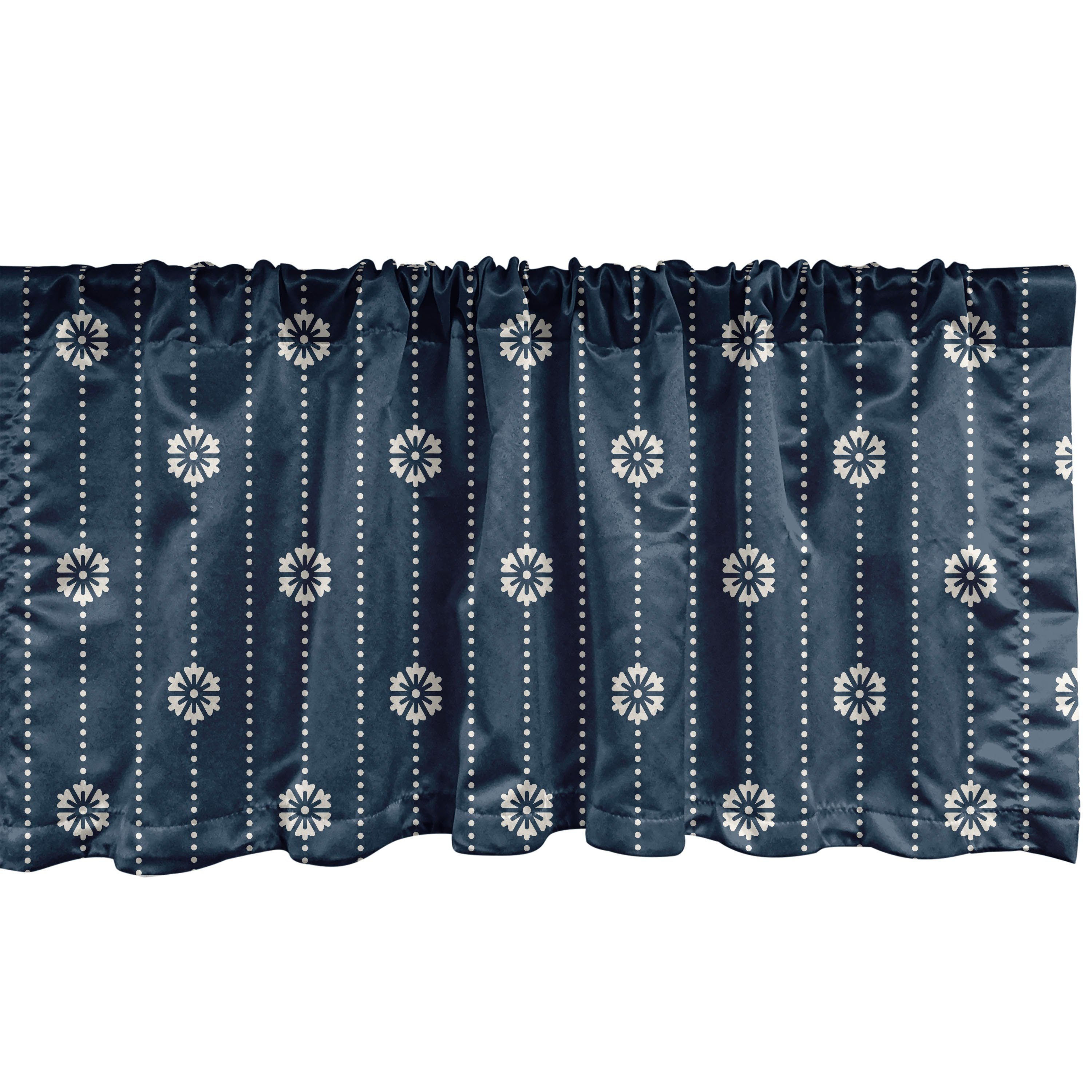 Scheibengardine Vorhang Volant für Küche Schlafzimmer Dekor mit Stangentasche, Abakuhaus, Microfaser, Geometrisch Frühling blühende Blumen