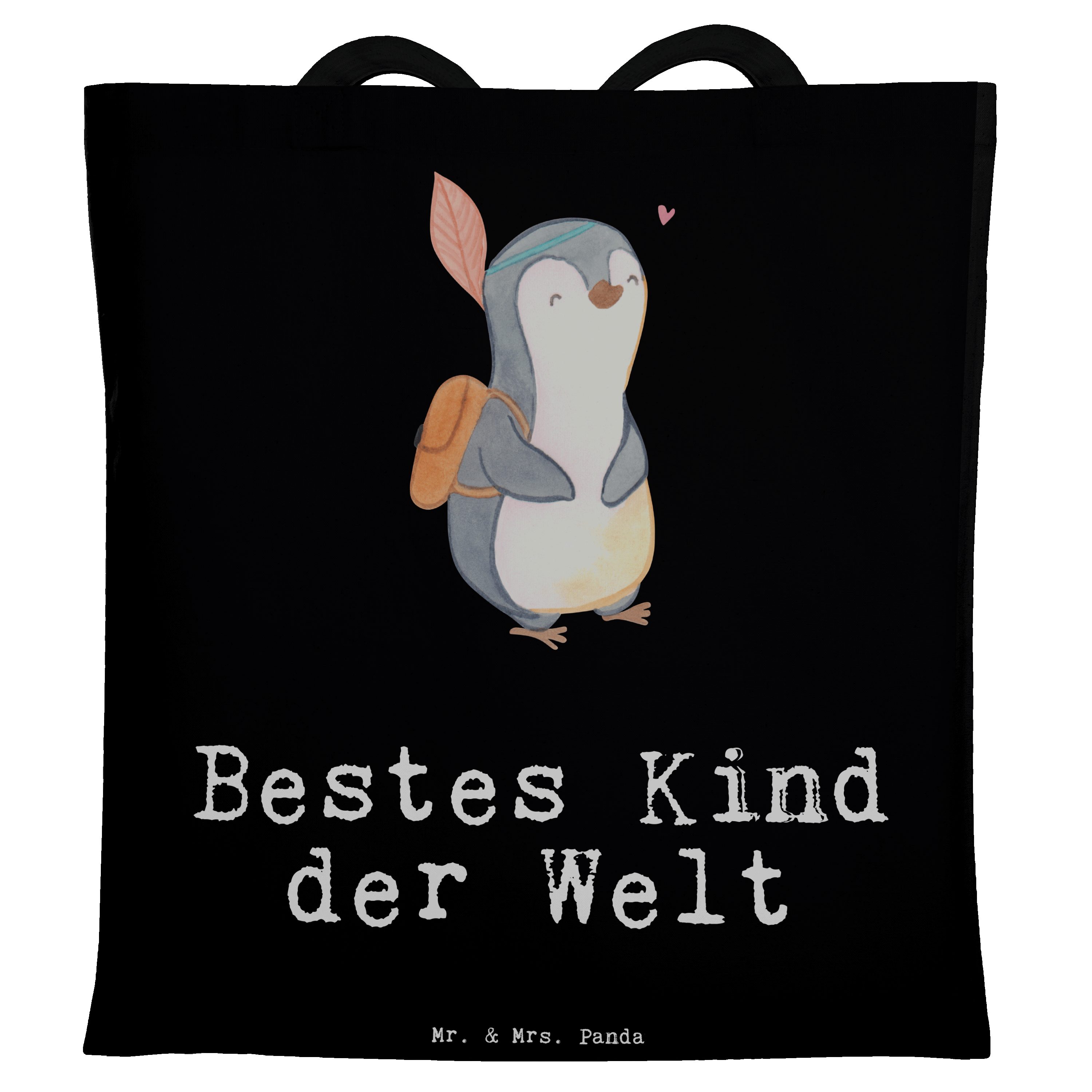 Mr. & Mrs. Panda Tragetasche Pinguin Bestes Kind der Welt - Schwarz - Geschenk, Geburt, Einkaufsta (1-tlg)