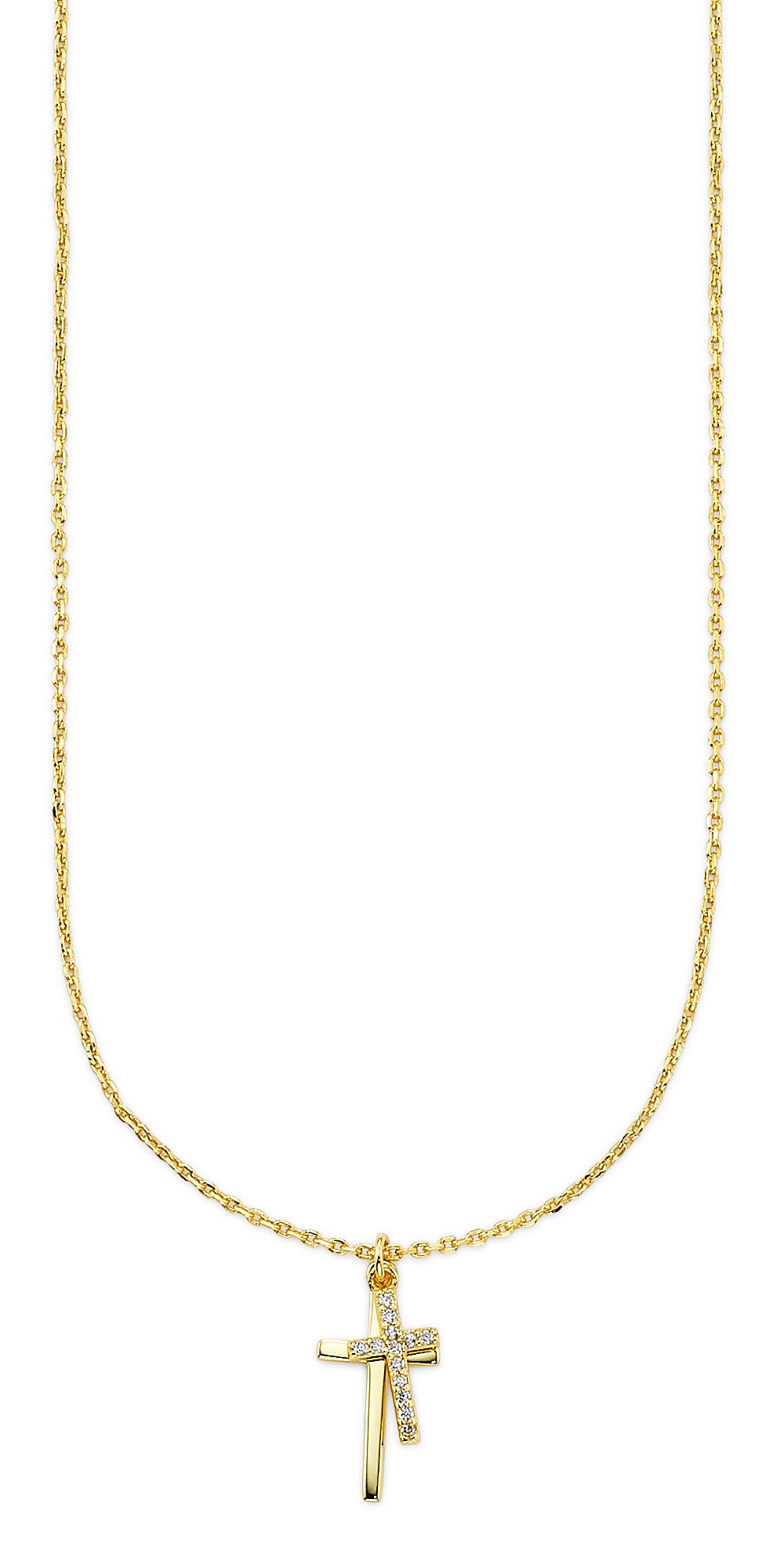 Bruno Banani Kette mit Anhänger Schmuck Geschenk gelbgoldfarben vergoldet mit zwei Kreuz-Anhänger, mit Zirkonia (synth)