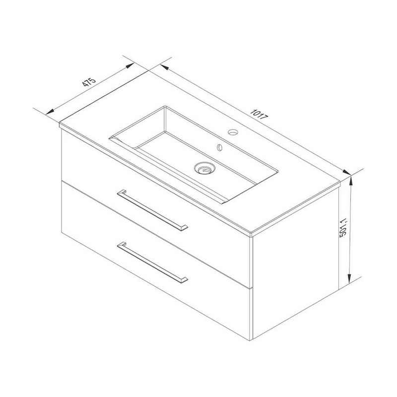 FACKELMANN Badmöbel-Set Waschtischunterschrank inkl. Keramikbecken B.PERFEKT