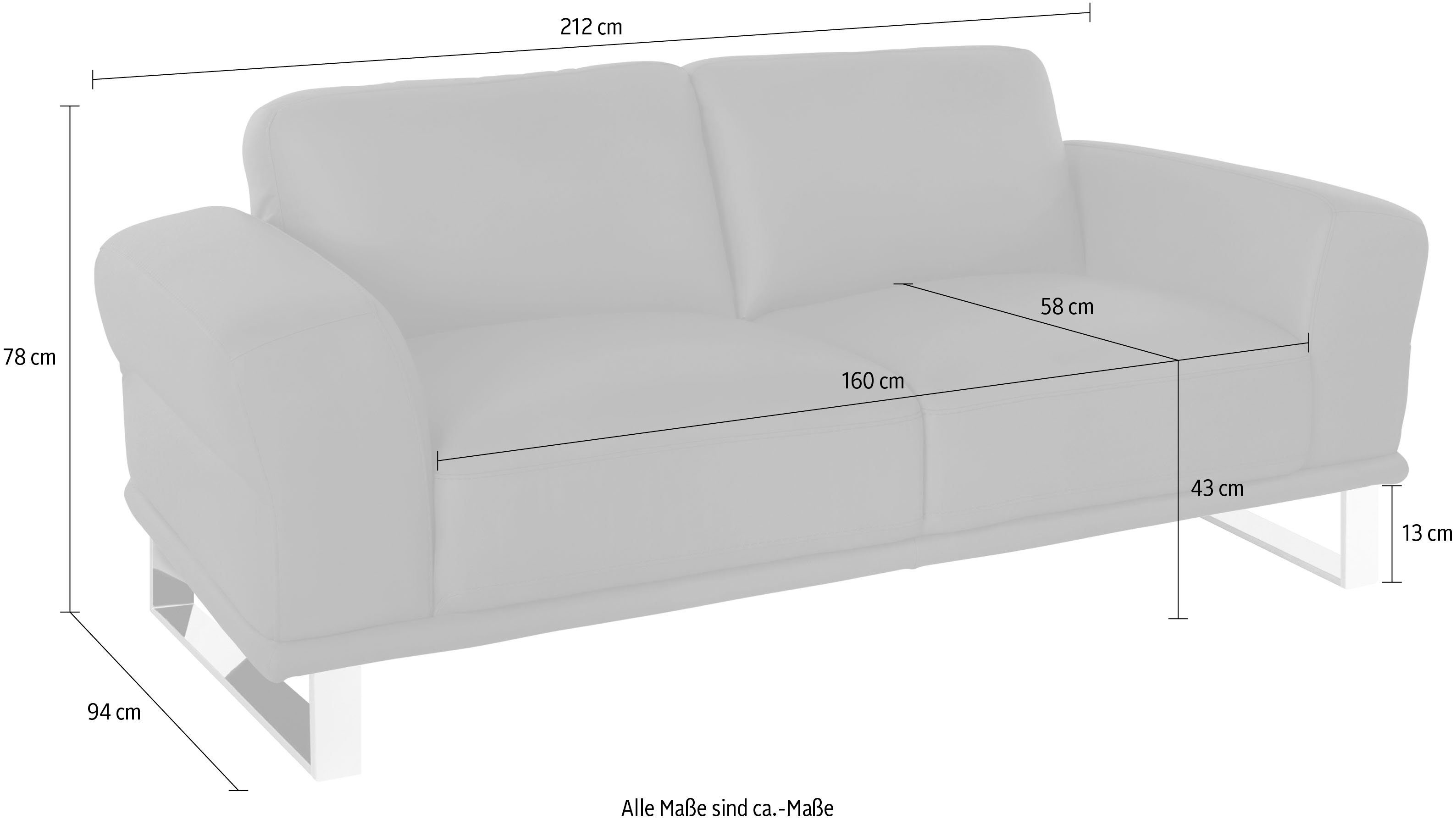 W.SCHILLIG cm in Metallkufen glänzend, 2,5-Sitzer mit 212 montanaa, Breite Chrom