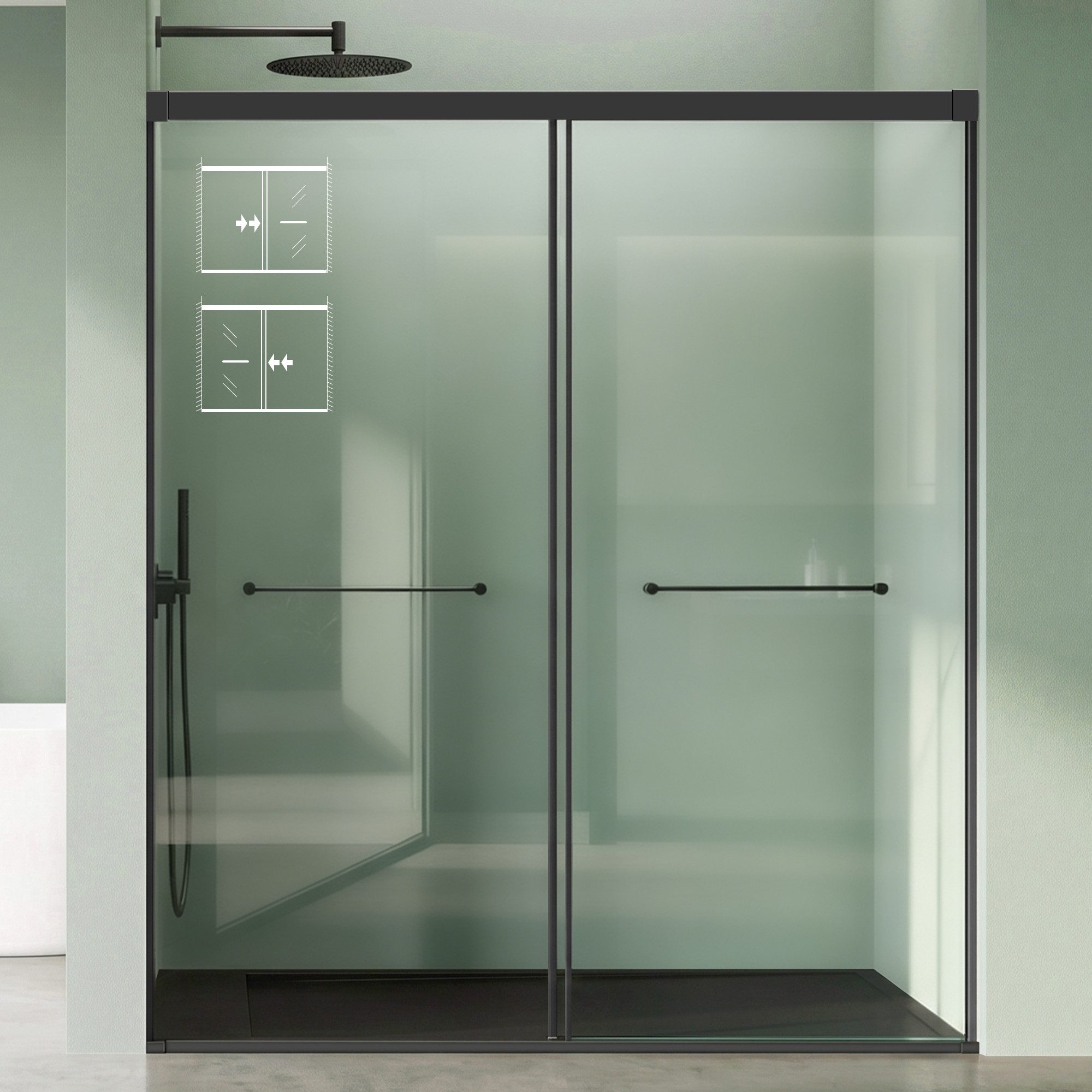 Mai & Mai Dusch-Schiebetür Duschtür Nischentür Doppelschiebetür 8 mm ESG Glas Nano Teramo67K, 100x195 cm, Sicherheitsglas, Nischentür mit Doppelschiebetür,Verstellbereich 0–30 mm