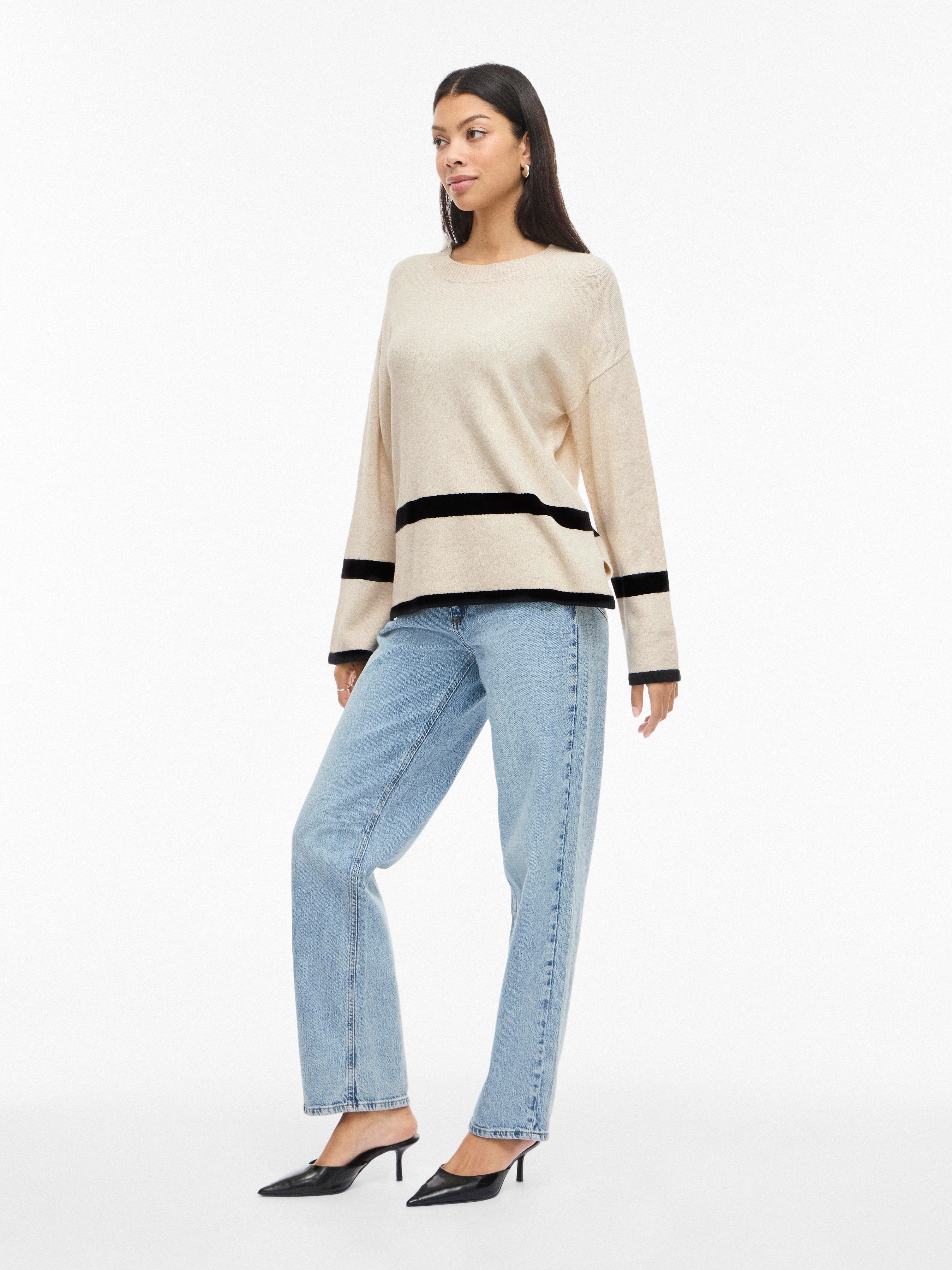 Vila Rundhalspullover VIRIL O-NECK OVERSIZE L/S KNIT TOP- NOOS Materialmix, oversize