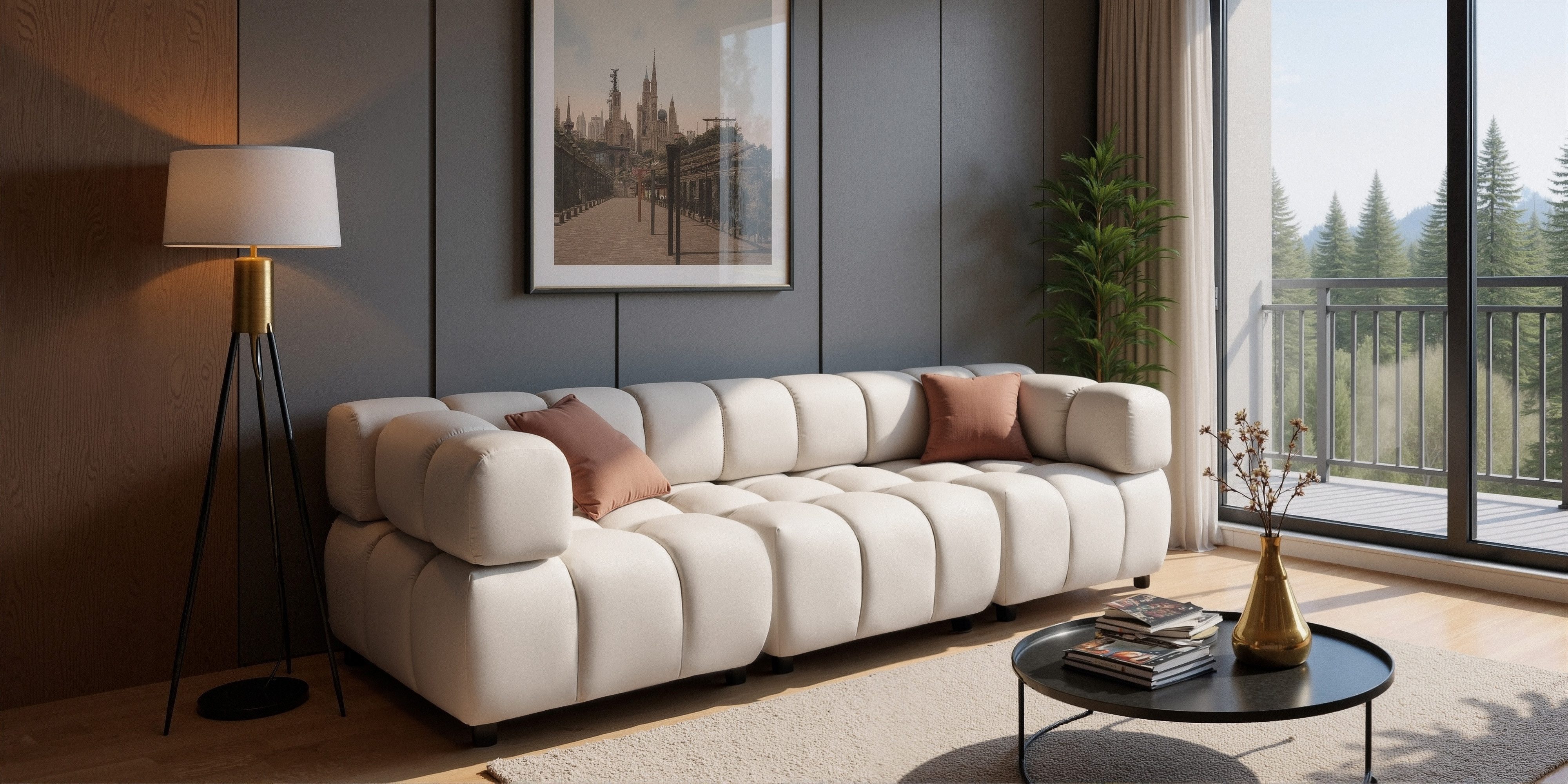 Kaiser Möbel Sofa 4-Sitzer modern modular Premium aus Veloursstoff Bluvel, BOLLA, Einzelartikel, luxuriöses 4-Sitzer-Designsofa,samtweicher Premium-Velours
