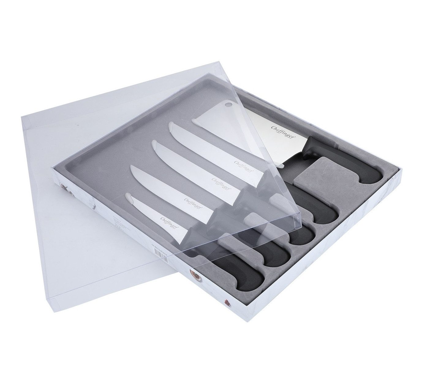 Cheffinger Messer-Set Messer Küchenmesser Kochmesser Messerset 5-tlg. Cheffinger CF-BG12 (Set bestehend aus 4 Messern und 1 Hackmesser)