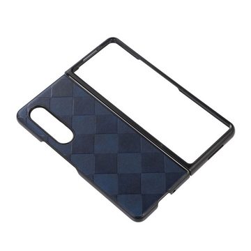 Wigento Handyhülle Für Samsung Galaxy Z Fold4 5G Waben Design Hart Cover Handy Tasche Hülle Etuis Blau